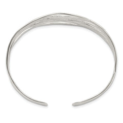 925 Sterling Silver Polished Multi-Strand Cuff Bangle Unisex Elegance