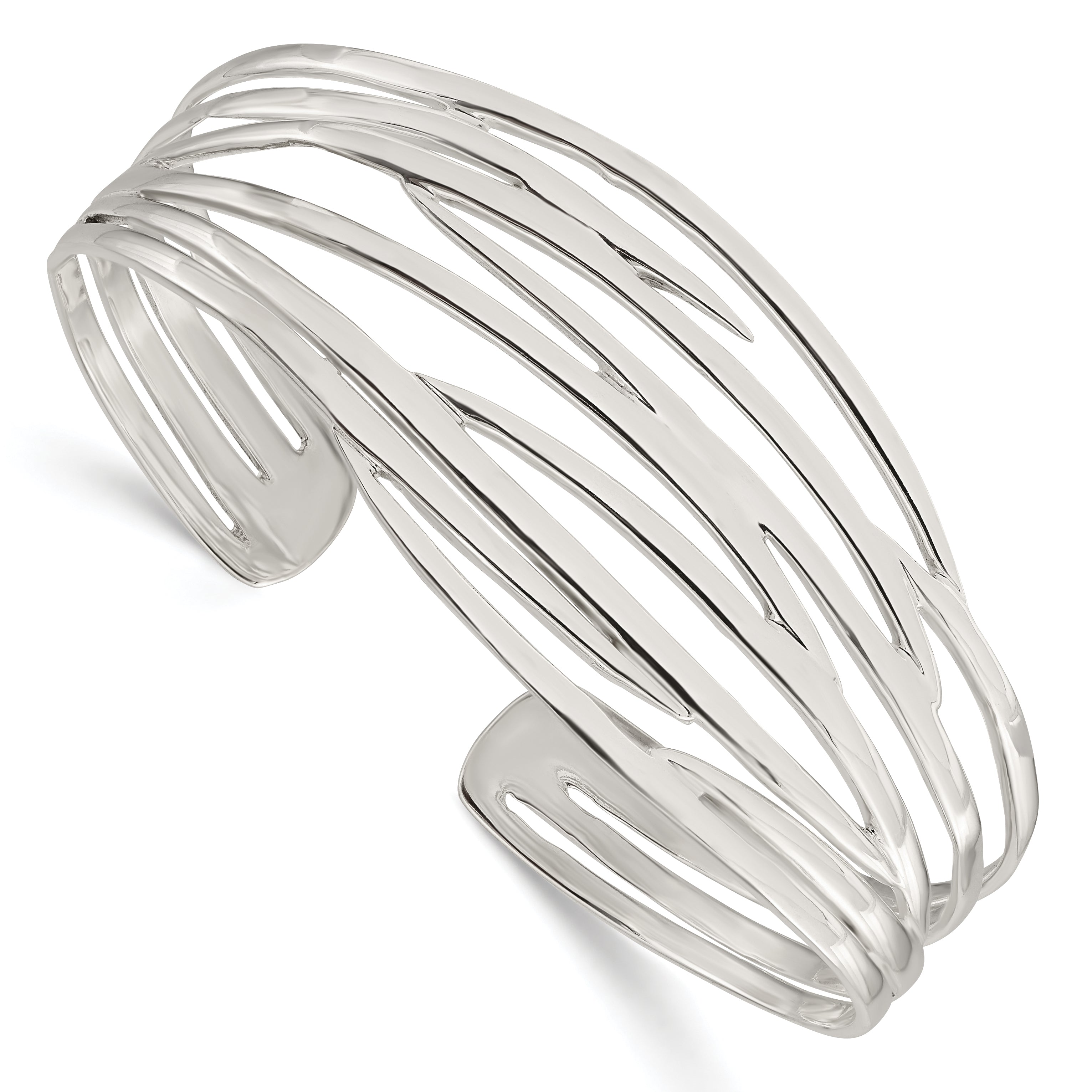 Sterling Silver Polished Multi-strand Cuff Bangle Main image