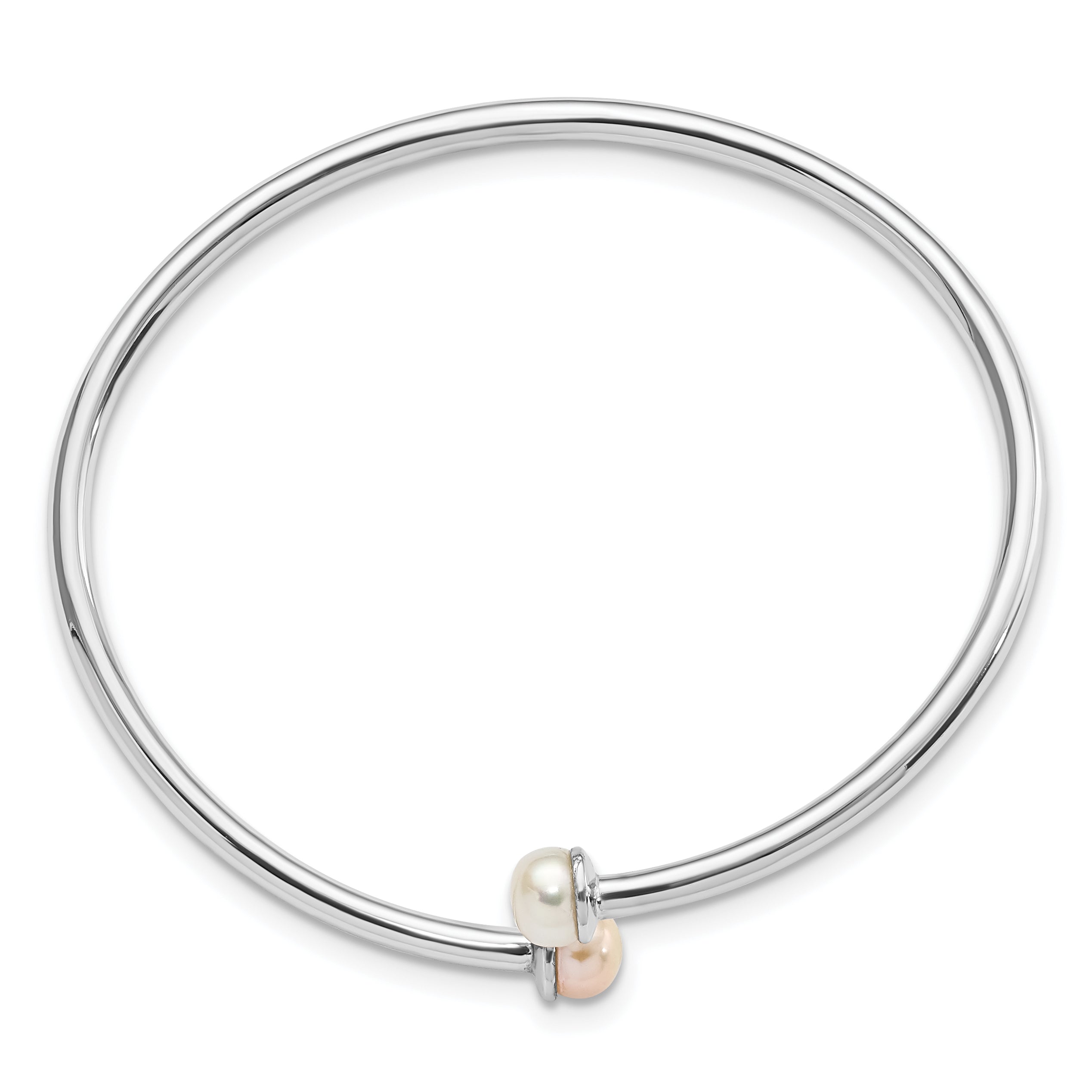 Sterling Silver RH-plated Pink & White FWC Flexible Children's Bangle Secondary image