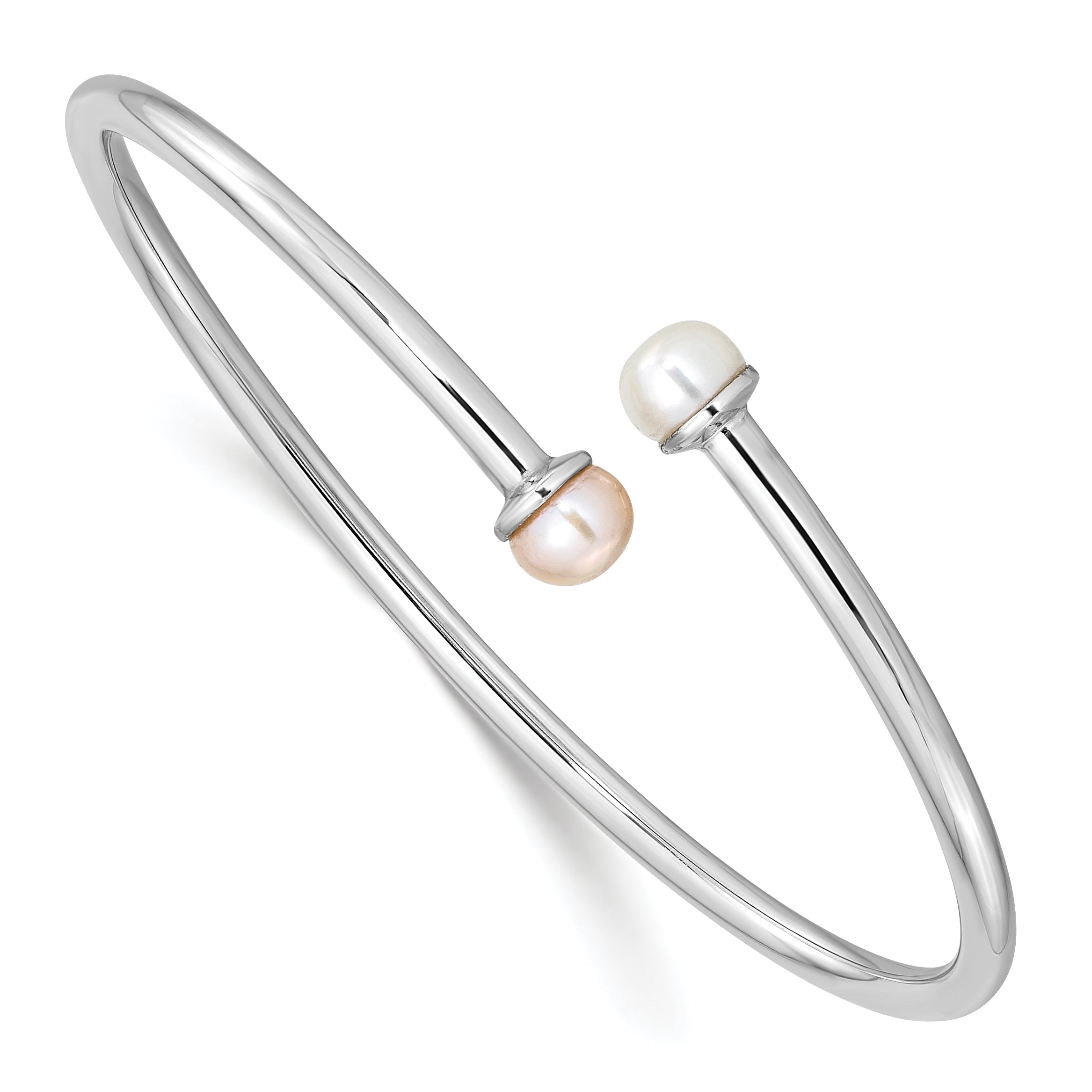 Sterling Silver RH-plated Pink & White FWC Flexible Children's Bangle Main image