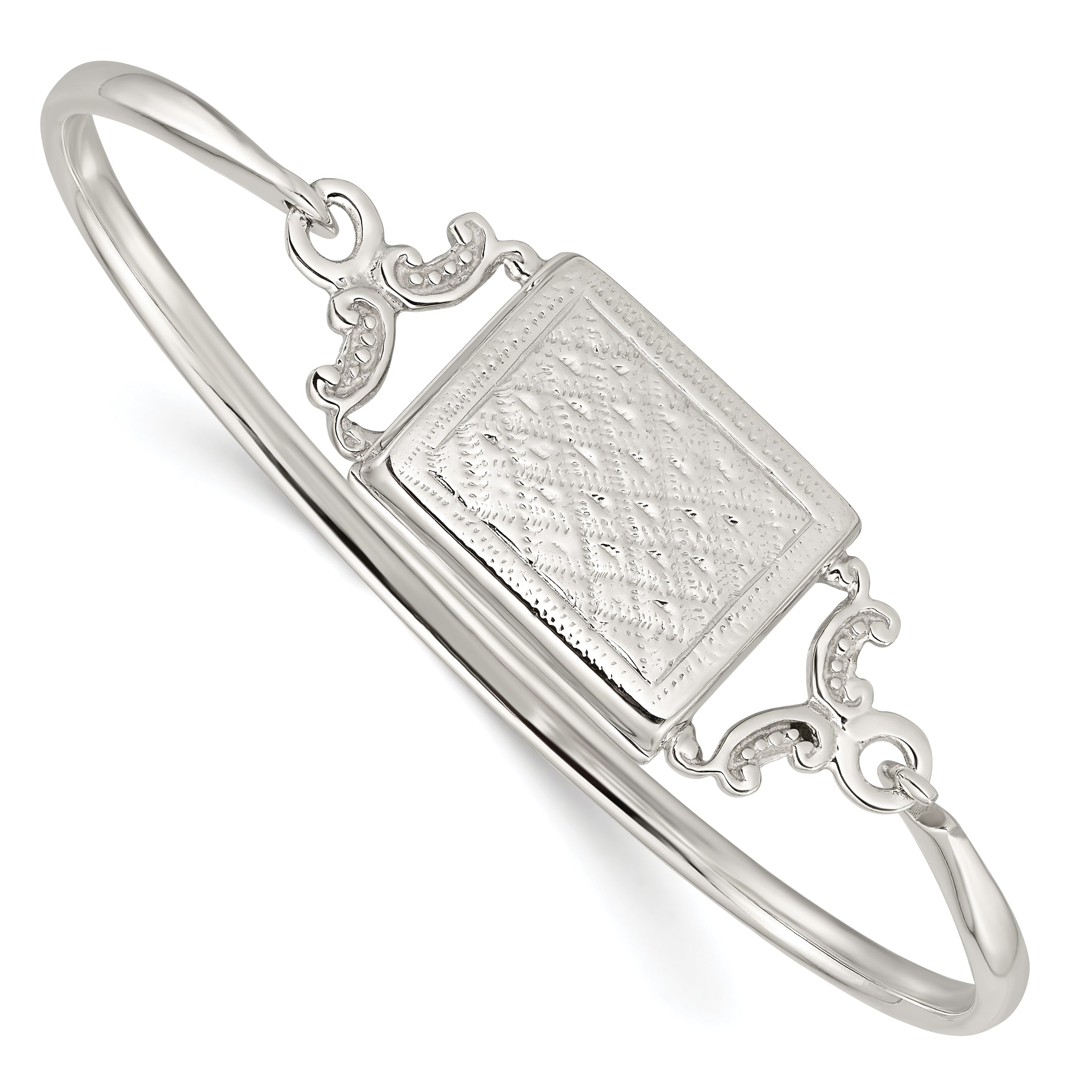 Sterling Silver Polished Rectangular 20mm Locket Bangle Main image