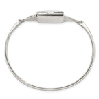 Sterling Silver Polished Locket Bangle with Hook Clasp, Elegant Women's Bracelet
