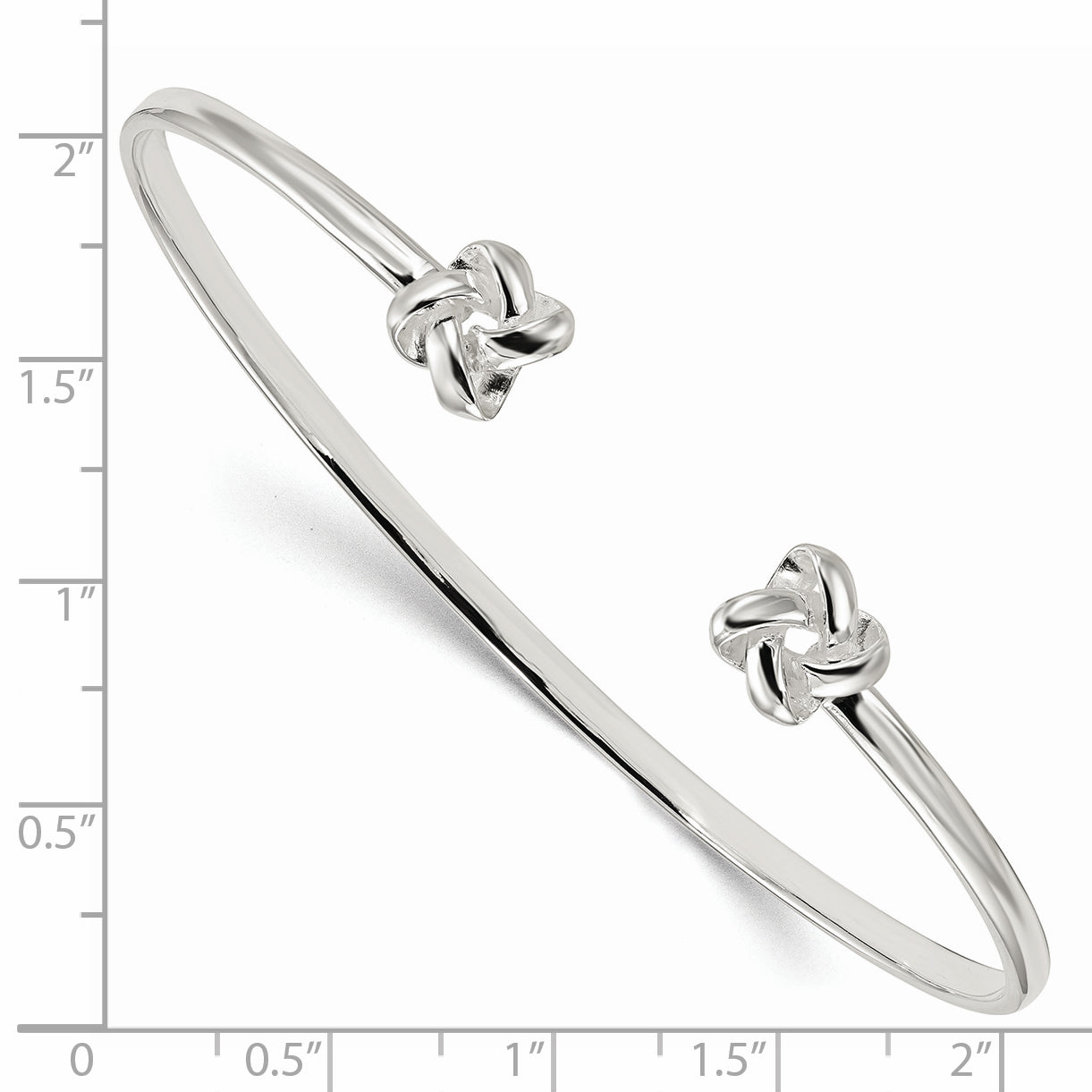 Sterling Silver 925 Love Knot Cuff Bracelet with Polished Finish