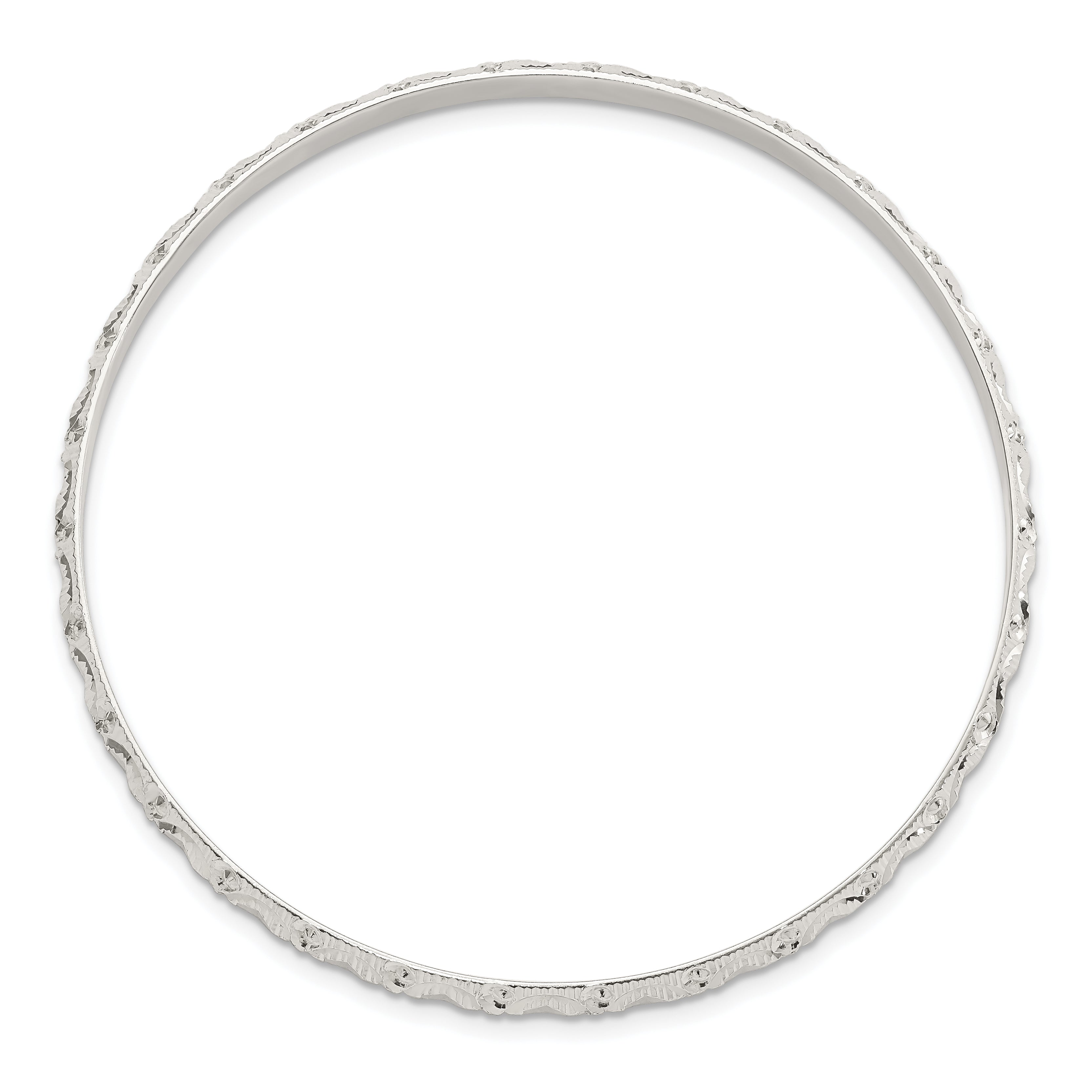 Sterling Silver Diamond Cut Patterned Slip-on Bangle Secondary image