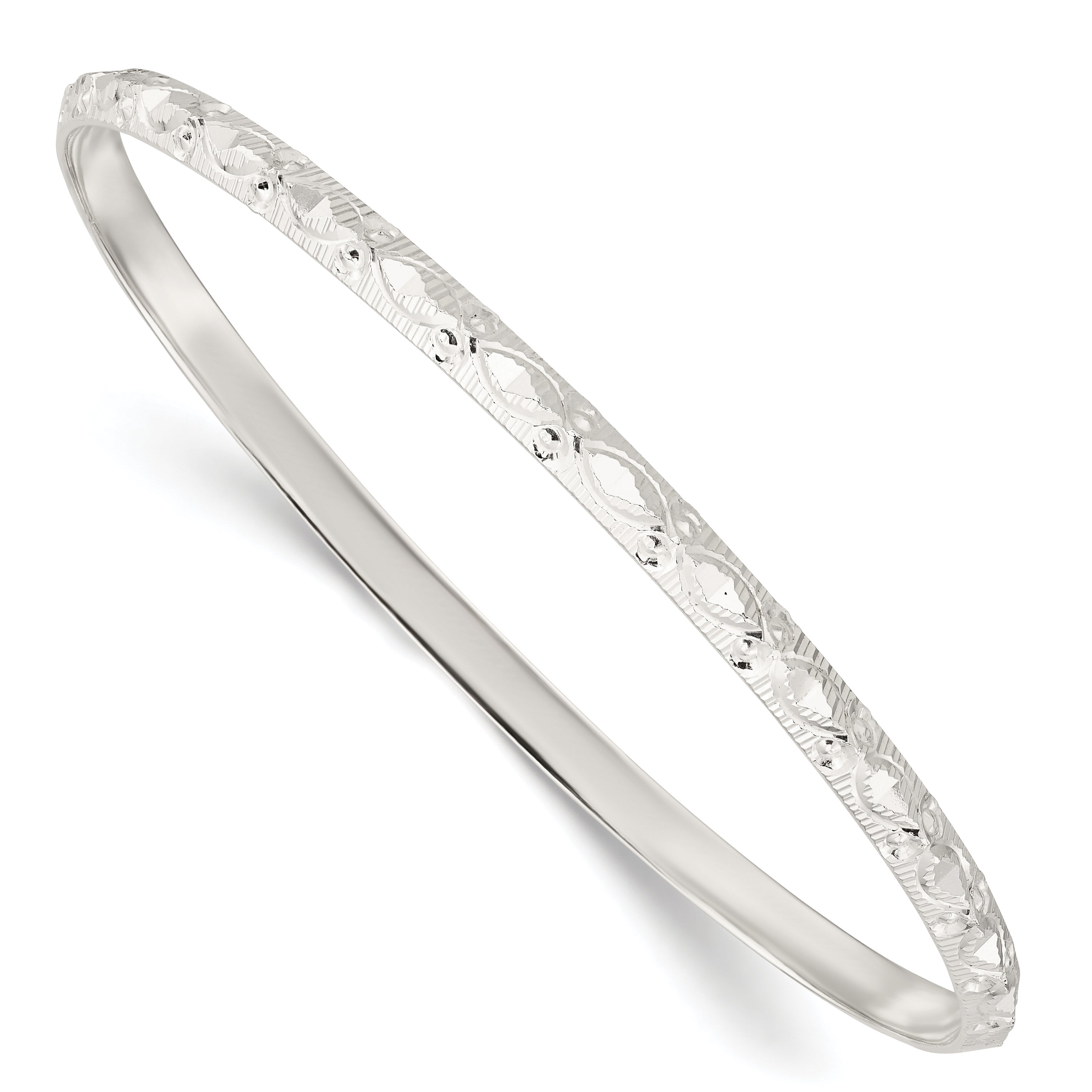 Sterling Silver Diamond Cut Patterned Slip-on Bangle Main image