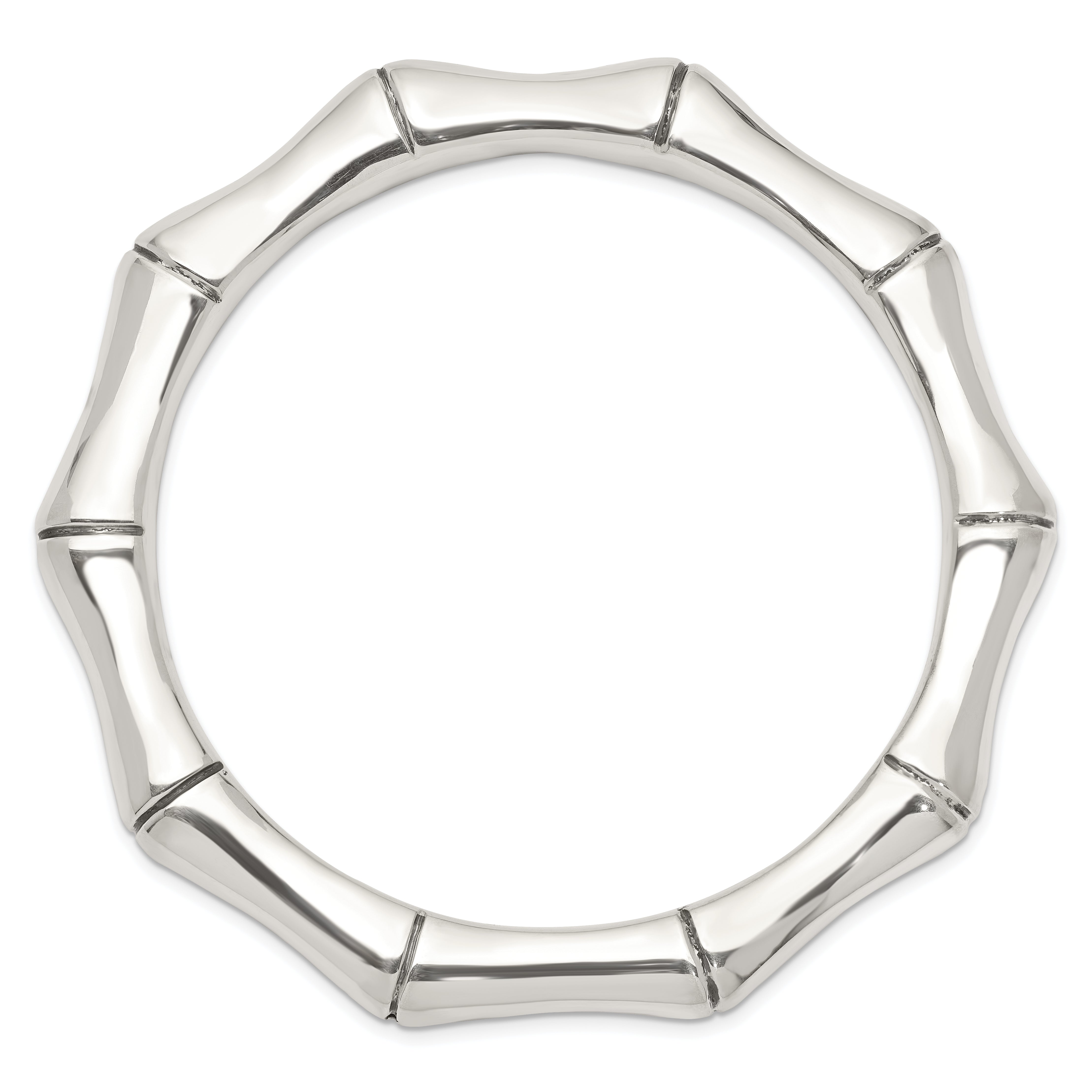Sterling Silver Polished Bamboo Slip-on Bangle Secondary image