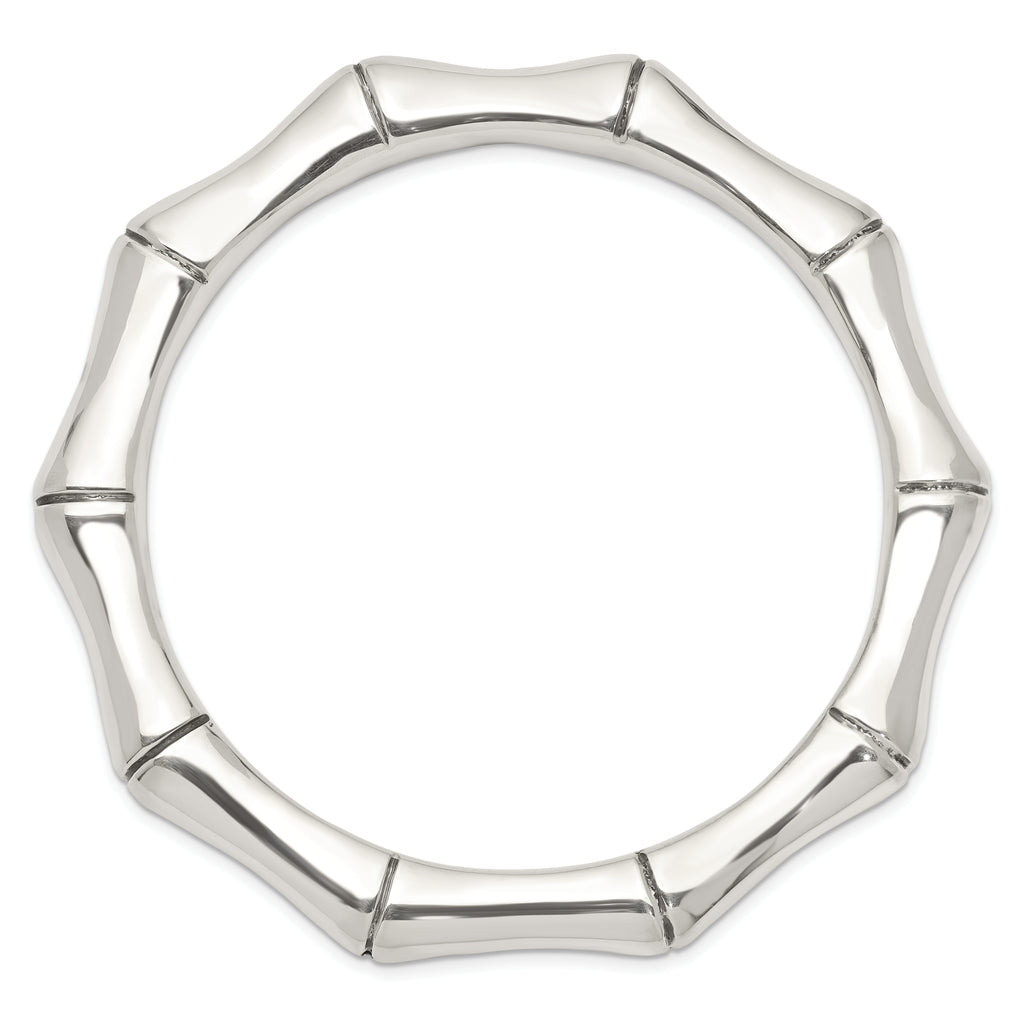 Sterling Silver Polished Bamboo Slip-on Bangle