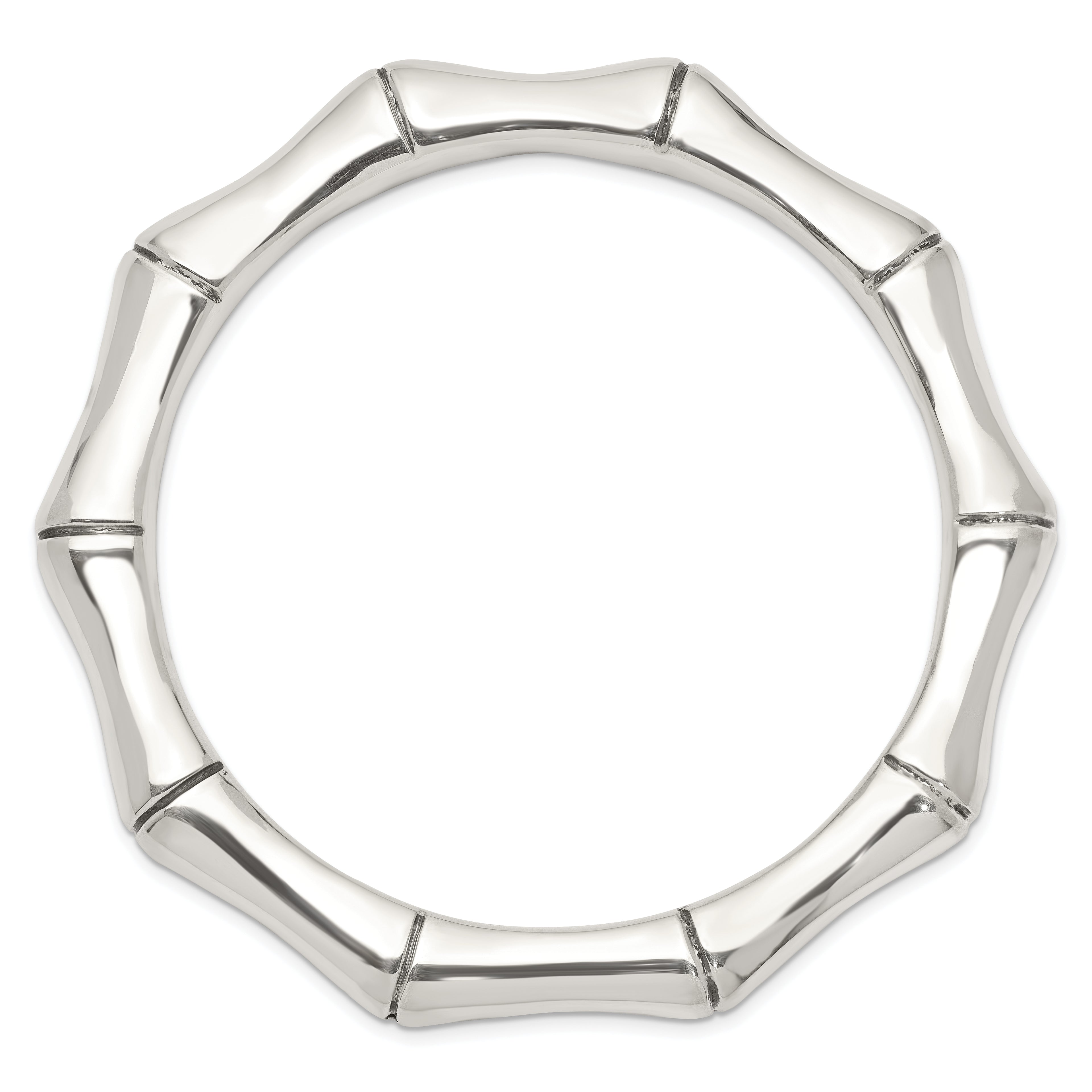 Sterling Silver Polished Bamboo Slip-on Bangle