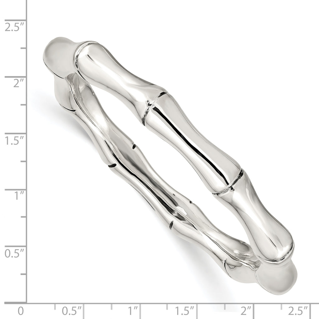 Sterling Silver Polished Bamboo Slip-on Bangle