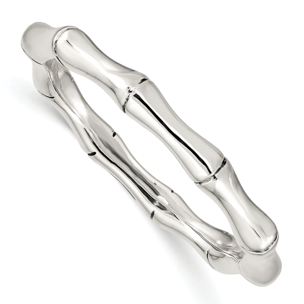 Sterling Silver Polished Bamboo Slip-on Bangle