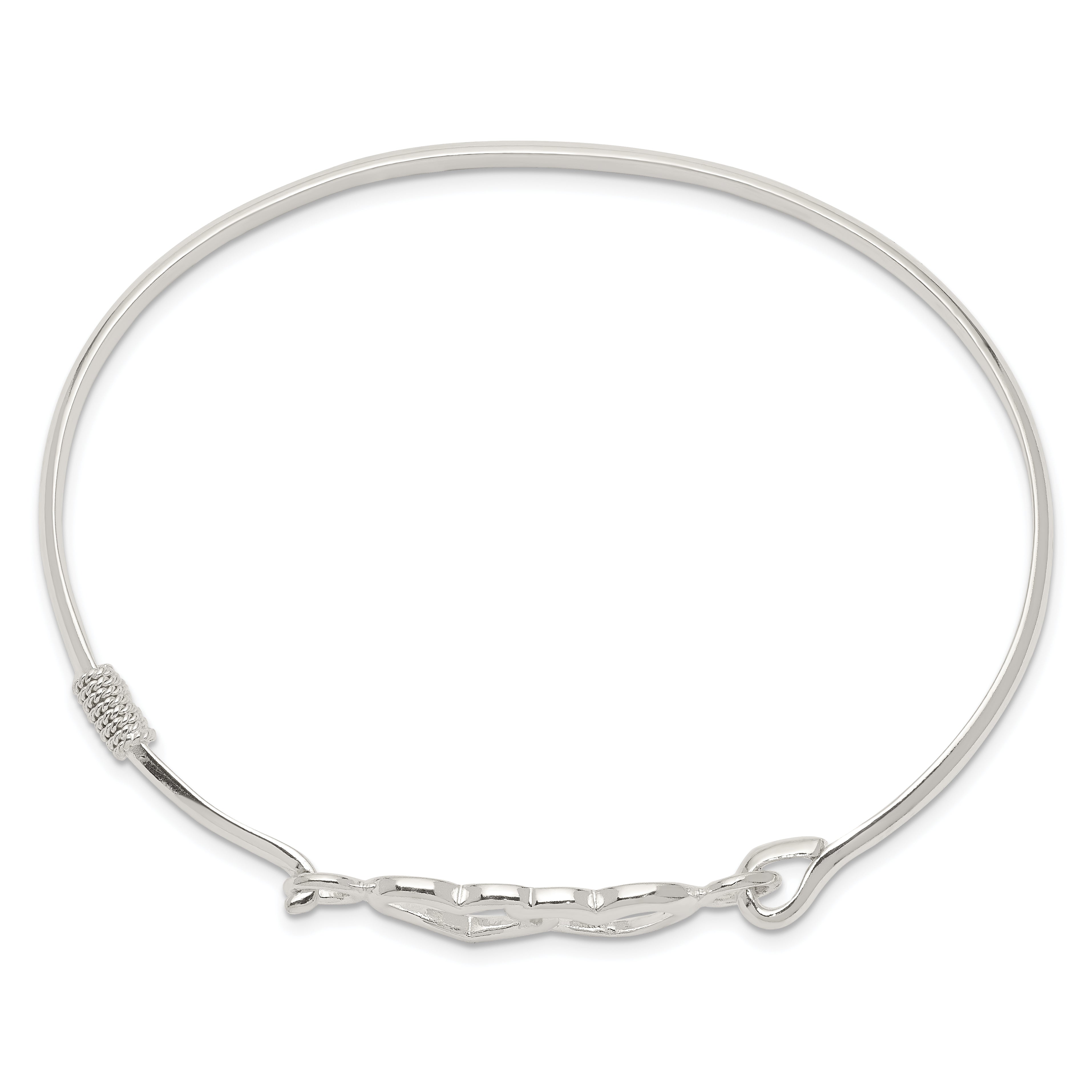 Sterling Silver Polished Heart Bangle Secondary image