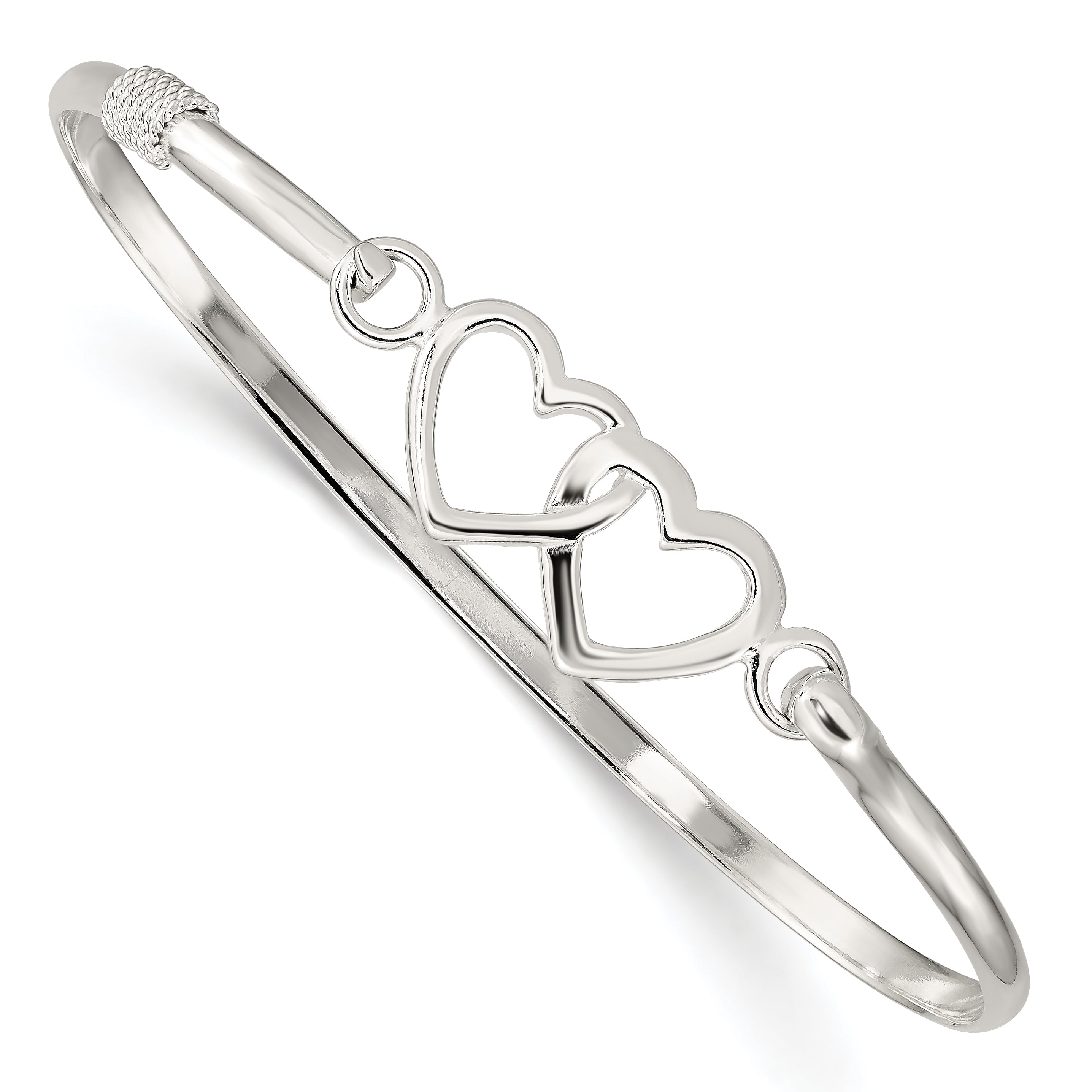 Sterling Silver Polished Heart Bangle Main image