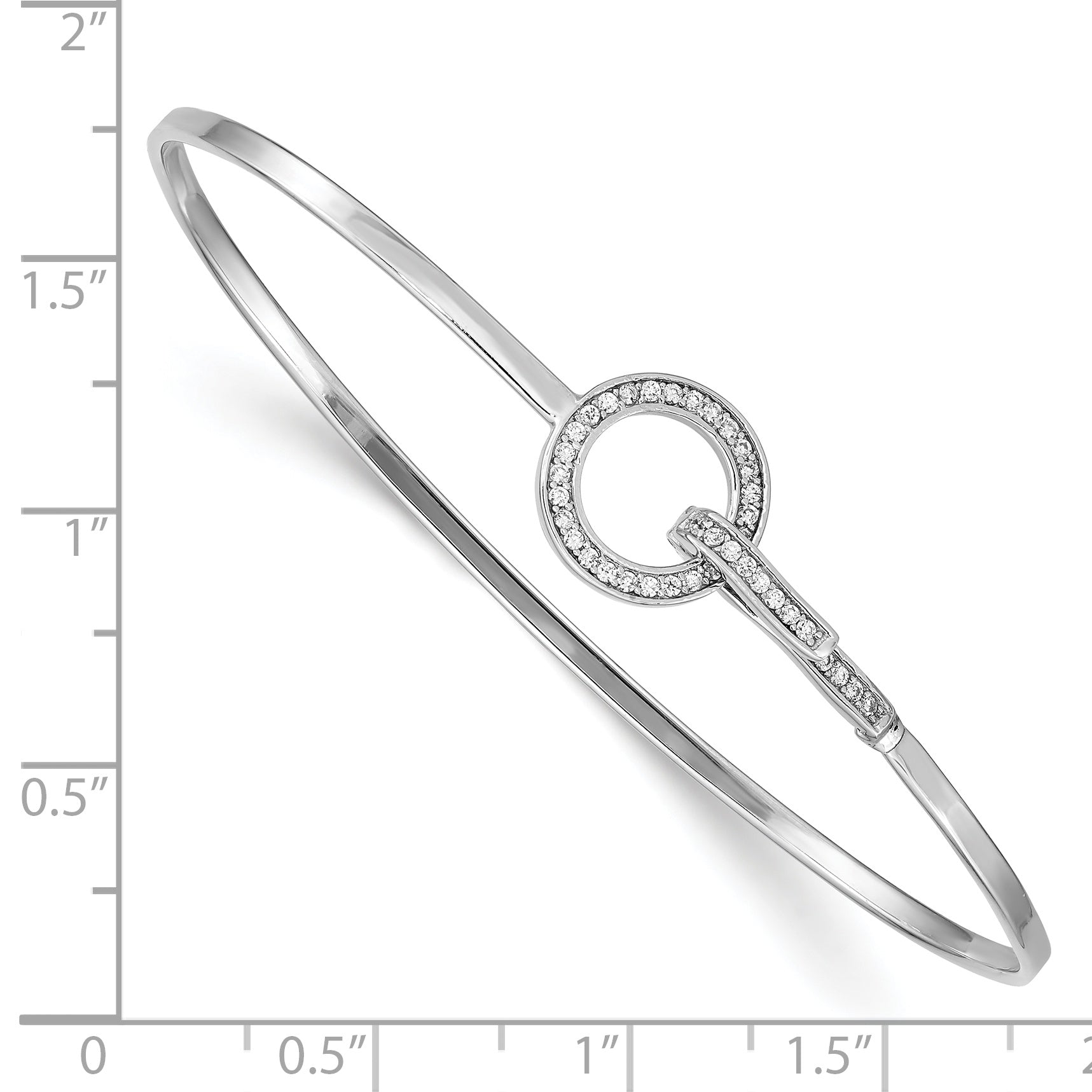 Sterling Silver Rhodium-plated CZ Circle Flexible Bangle