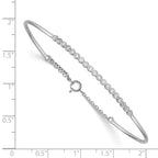 Sterling Silver Rhodium Plated Children's CZ Bangle with Safety Chain