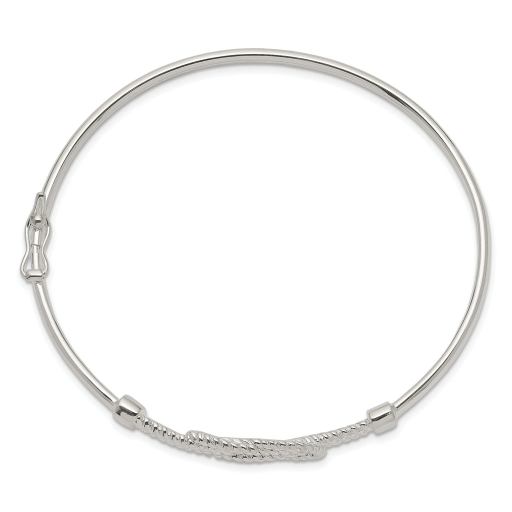 Sterling Silver Textured Love Flexible Knot Bangle