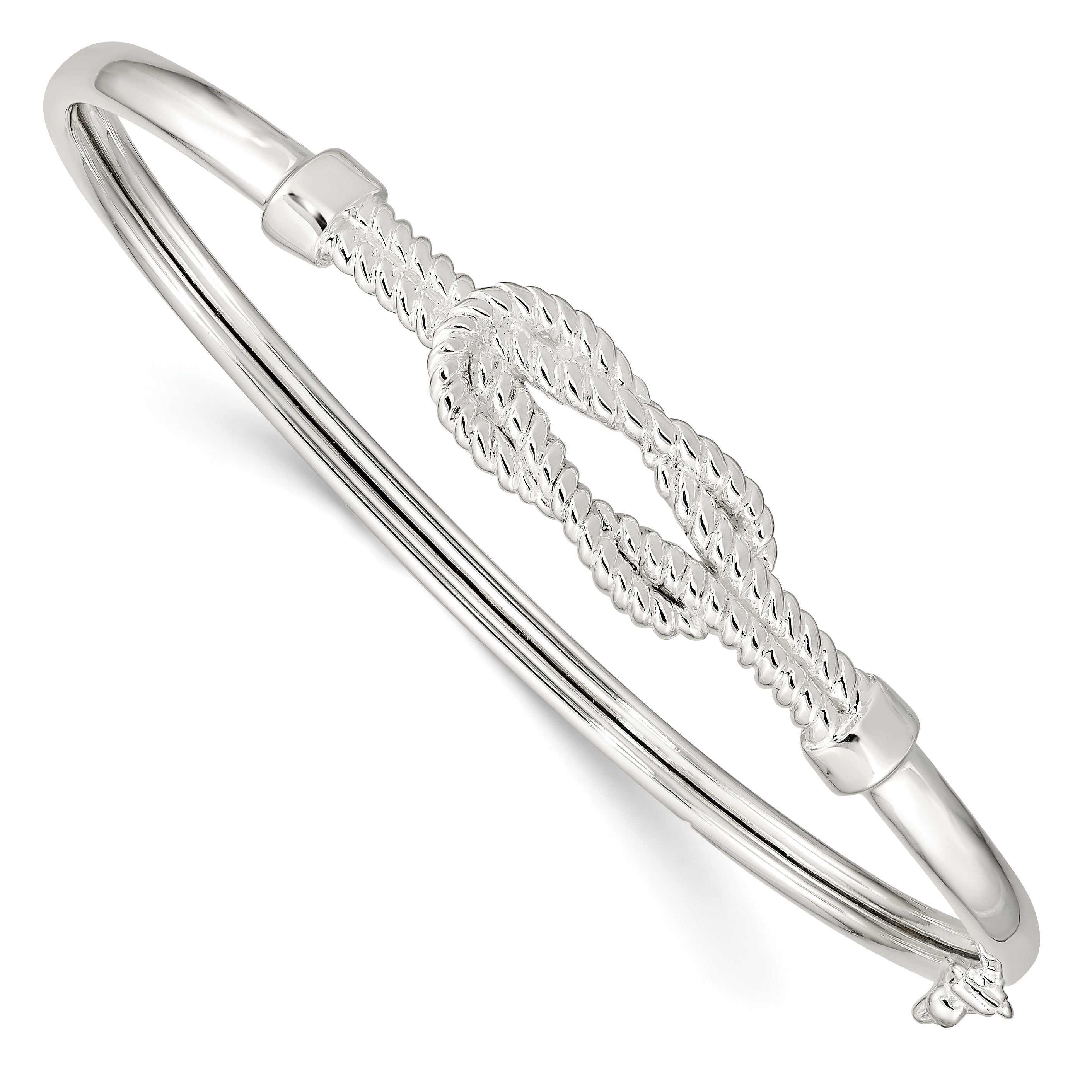 Sterling Silver Textured Love Flexible Knot Bangle Main image