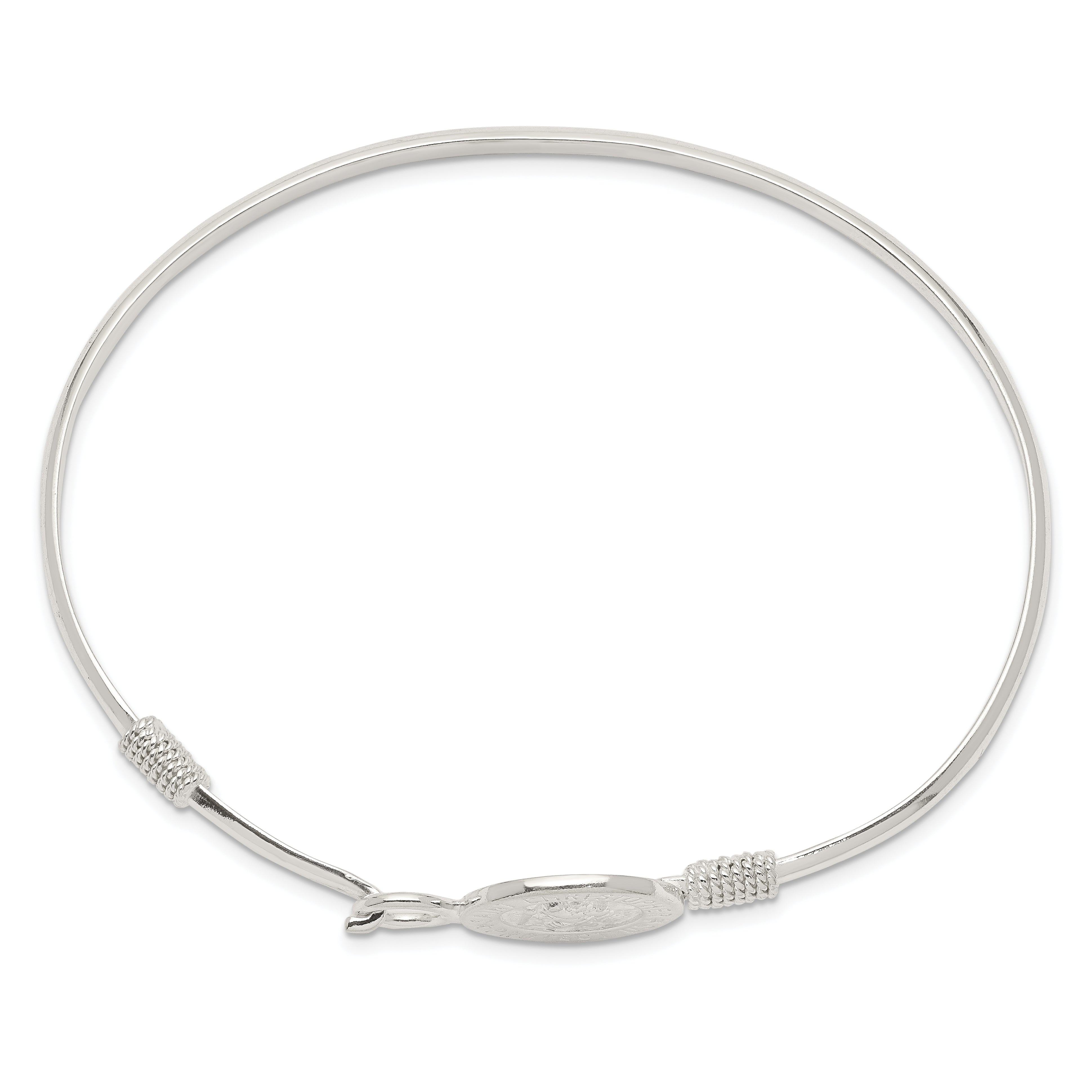 Sterling Silver Polished Saint Christopher Bangle Secondary image