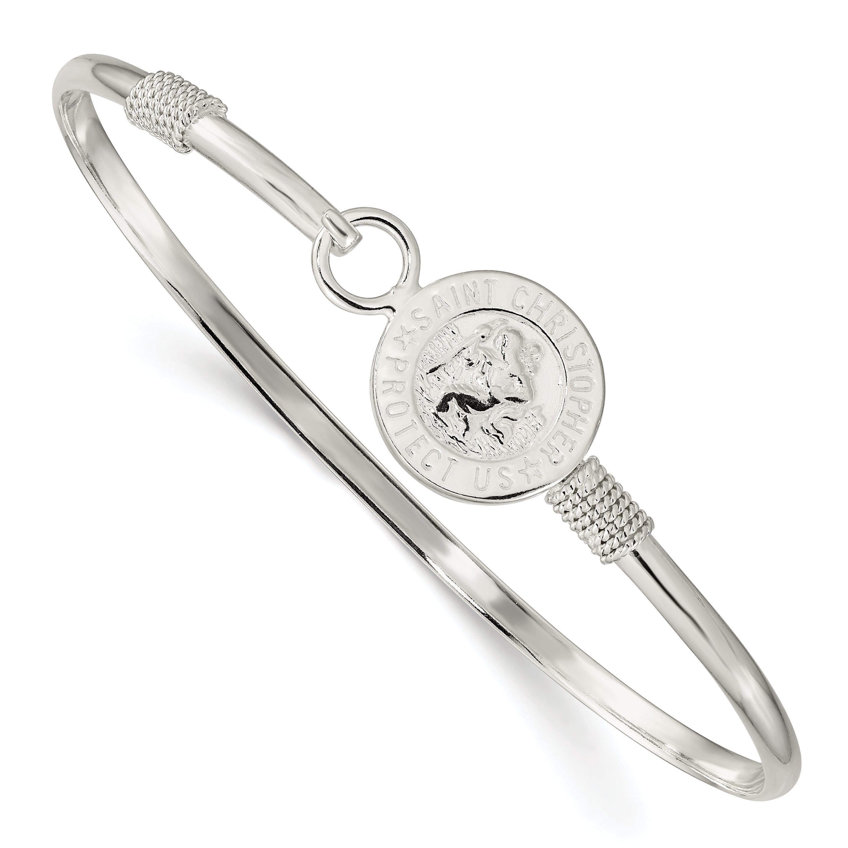 Sterling Silver Polished Saint Christopher Bangle Main image