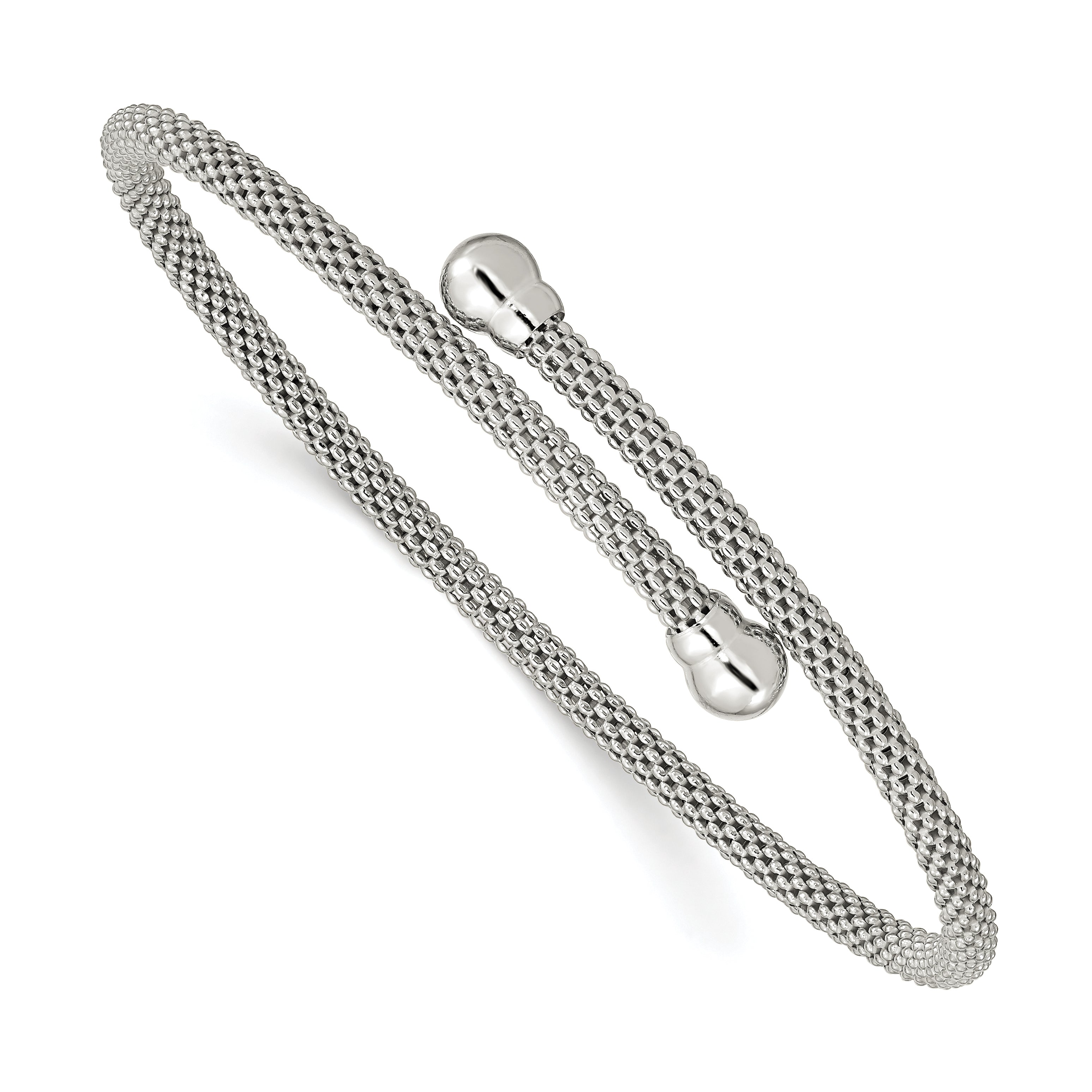 Sterling Silver Textured Flexible Bangle Main image