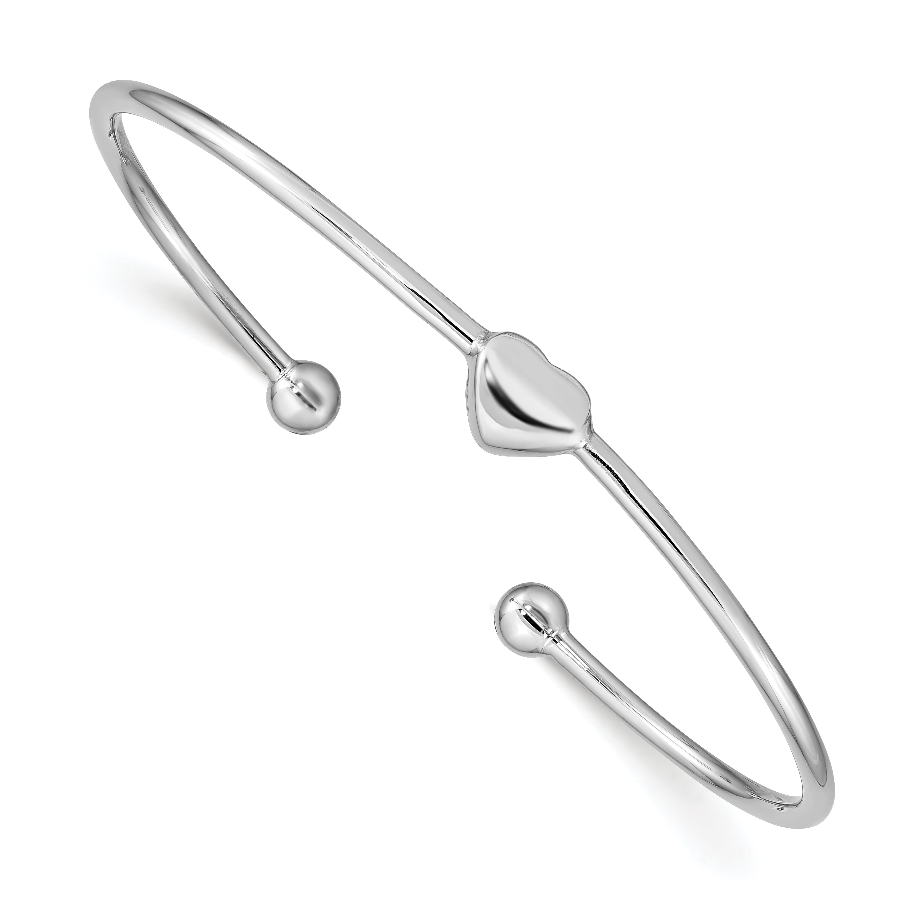 Sterling Silver Rhodium-plated Heart Bangle