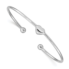 Sterling Silver Rhodium-plated Heart Bangle