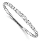 Sterling Silver Rhodium-plated Graduated CZ Hinged Bangle