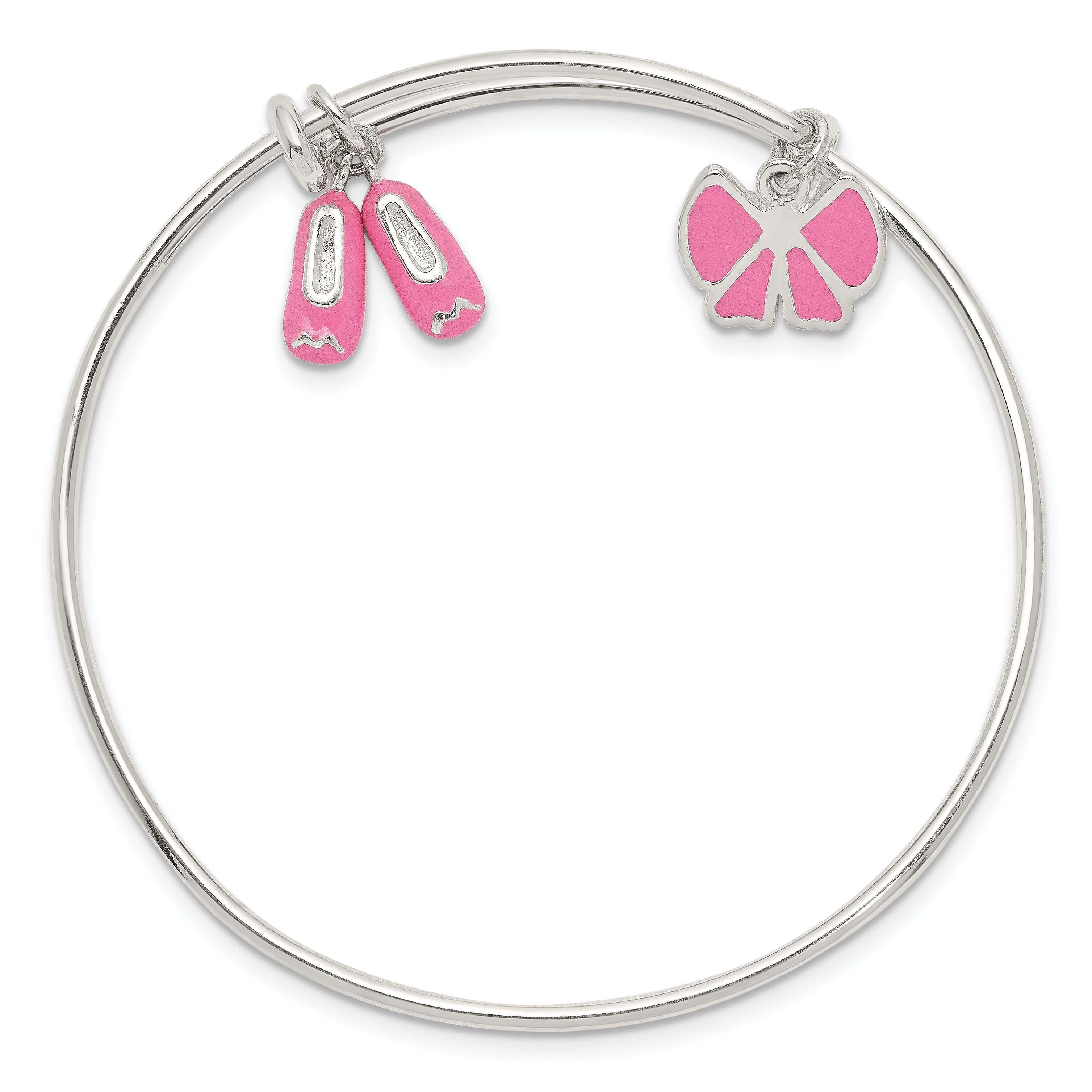 Sterling Silver Enameled Ballet Shoes & Bow Adjustable Children's Bangle Secondary image
