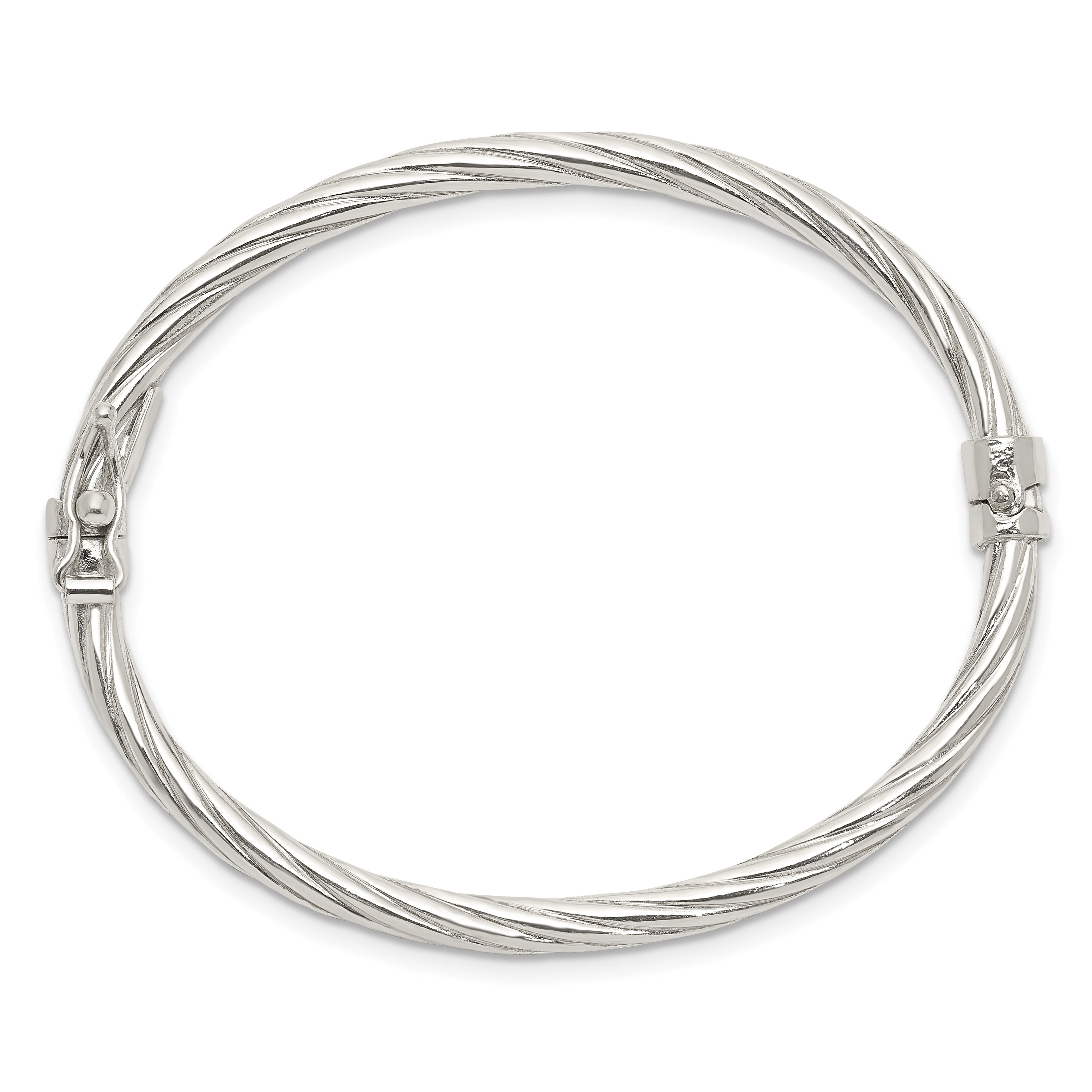 Sterling Silver Polished & Twisted 3mm Hinged Baby Bangle Secondary image