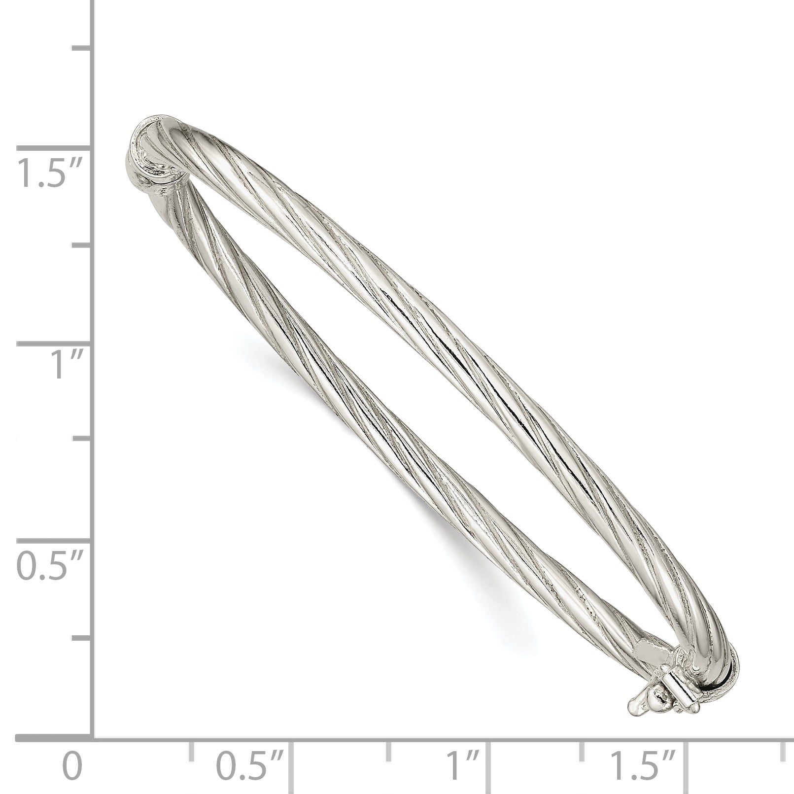 Sterling Silver Polished & Twisted 3mm Hinged Baby Bangle