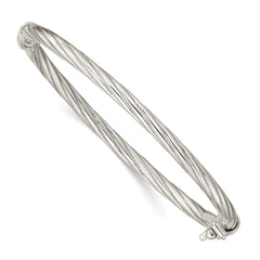Sterling Silver Polished & Twisted 3mm Hinged Baby Bangle