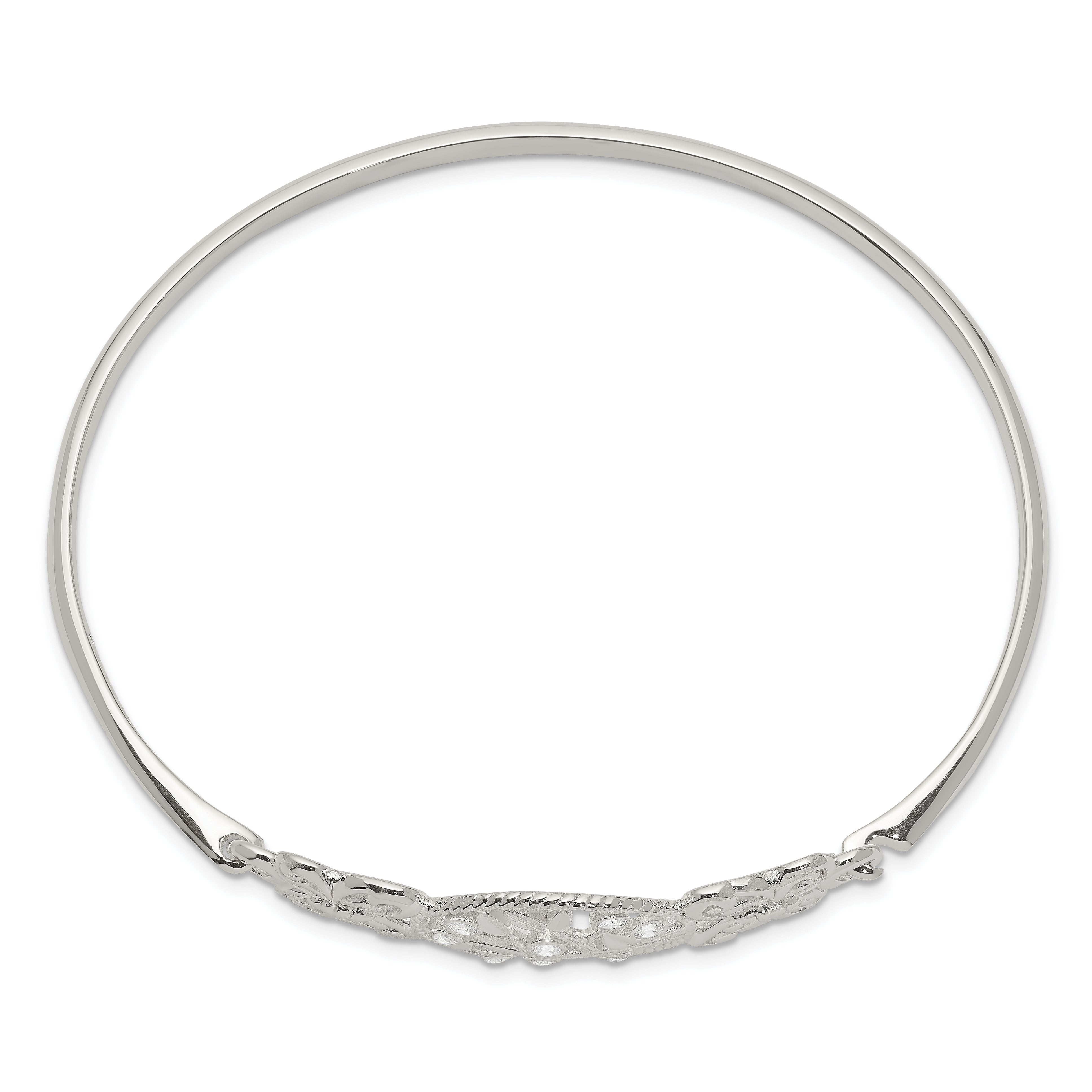 Sterling Silver Butterfly and CZ Tree Bangle Secondary image