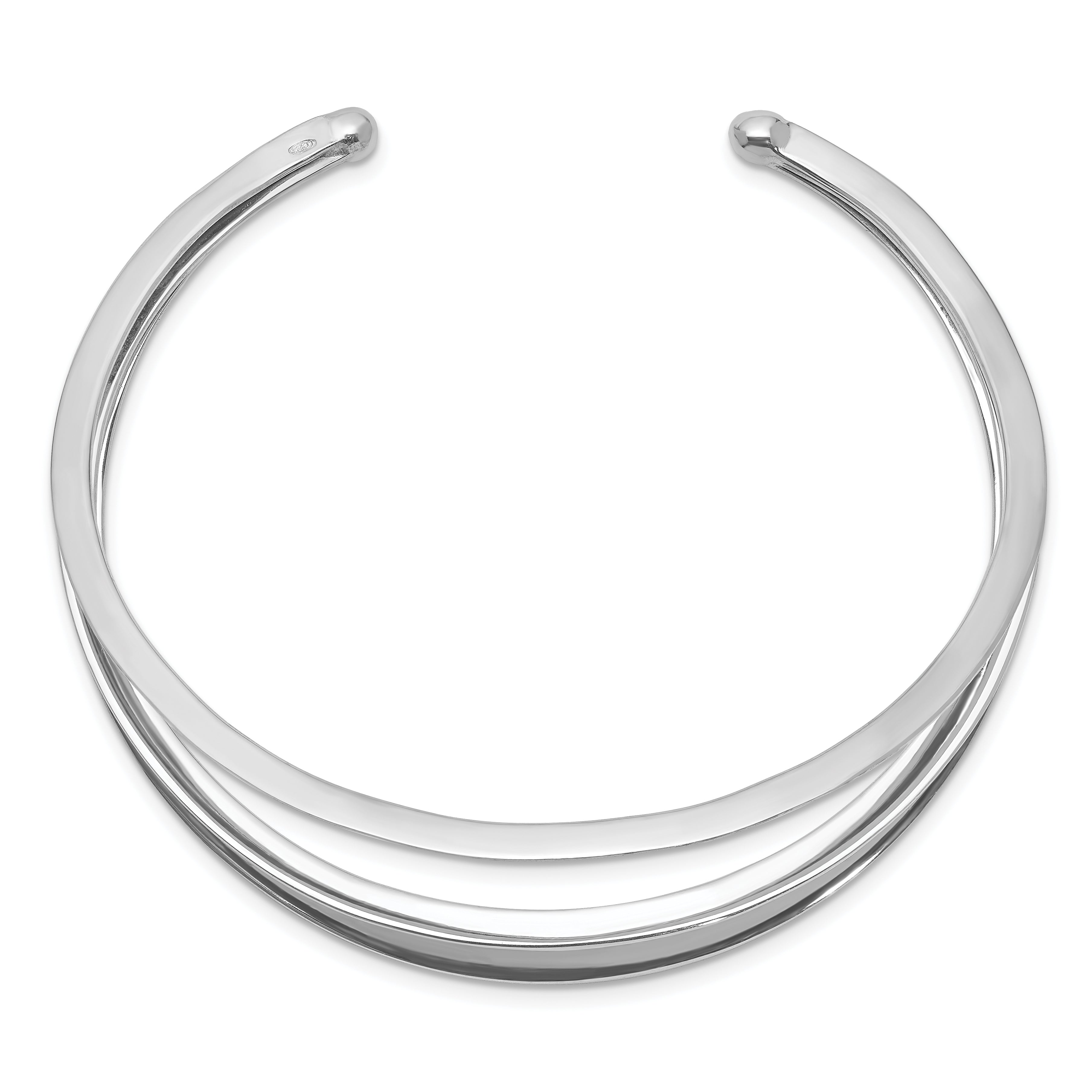 Sterling Silver Rhodium-plated 3-Bar Cuff Bangle
