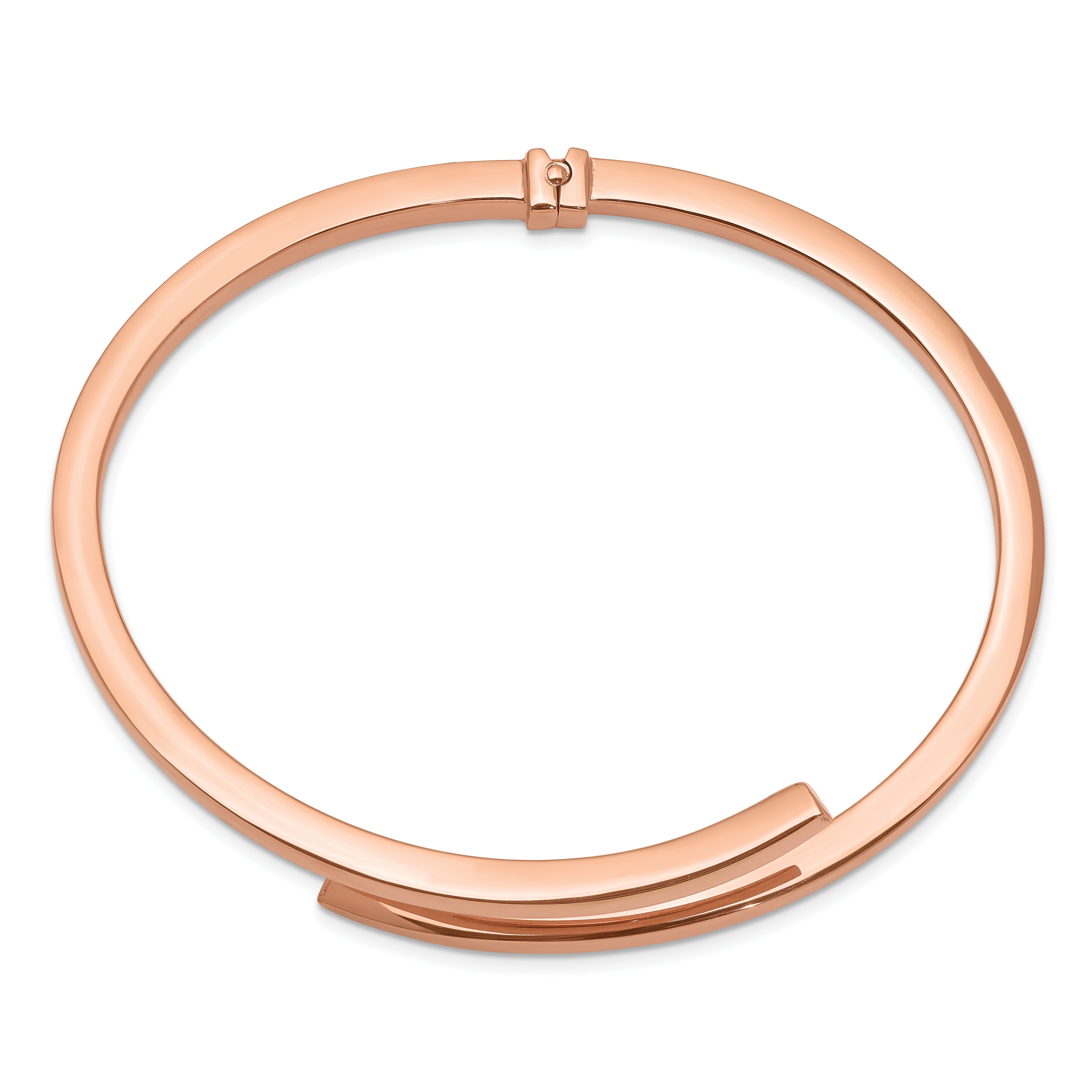 Sterling Silver Rose-tone Polished Bypass Hinged Bangle Secondary image