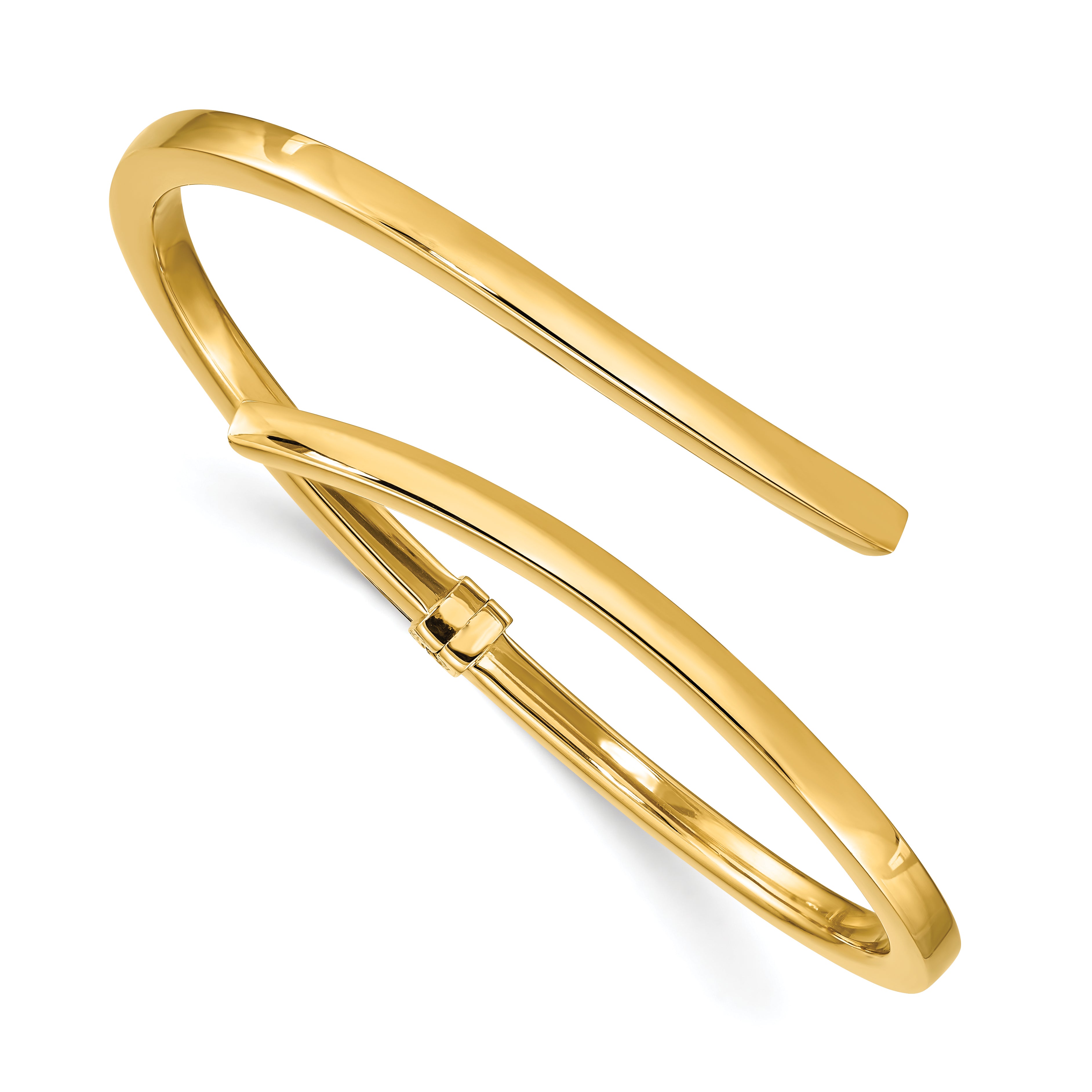 Sterling Silver Gold-tone Polished Bypass Hinged Bangle Main image