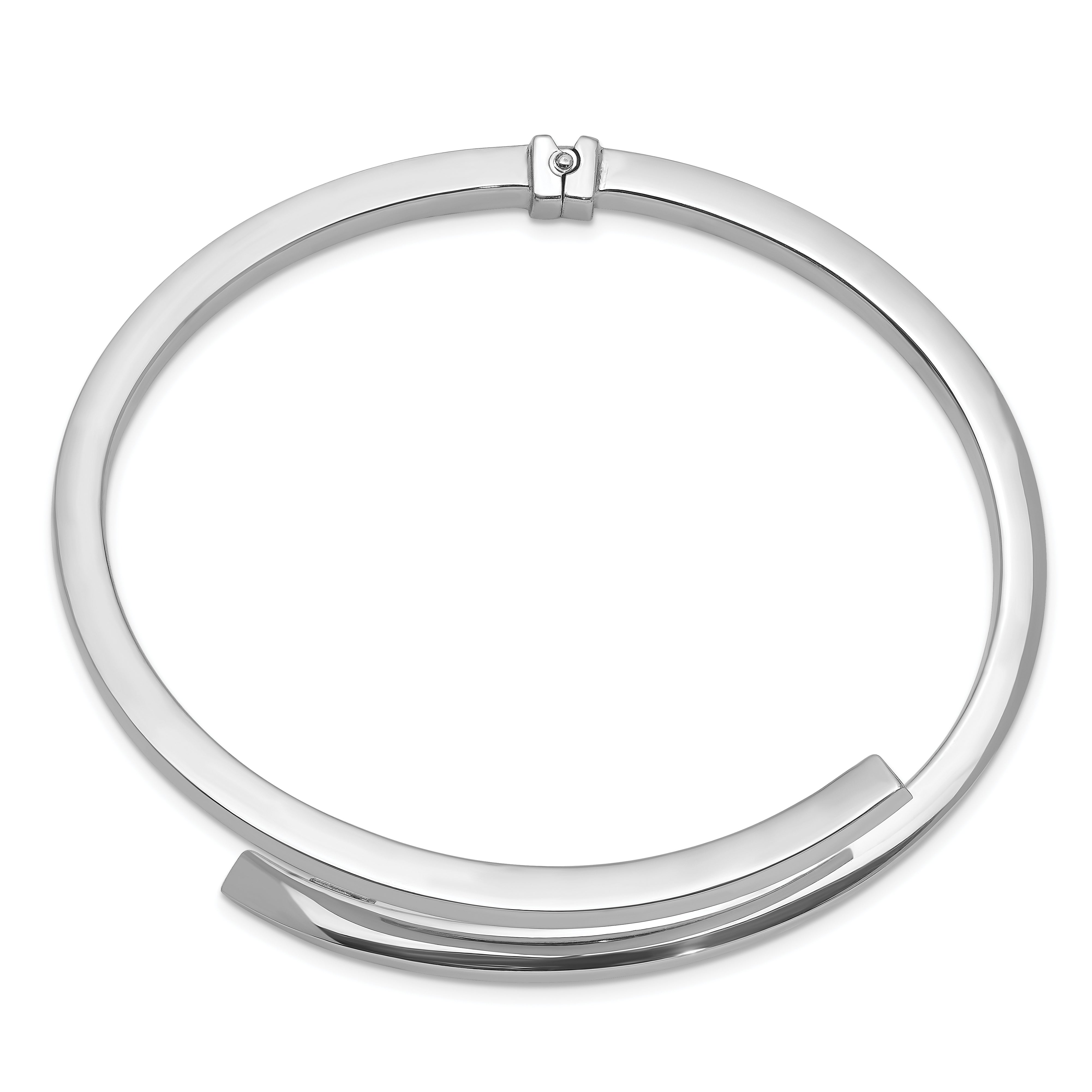 Sterling Silver Rhodium-plated Polished Bypass Hinged Bangle Secondary image
