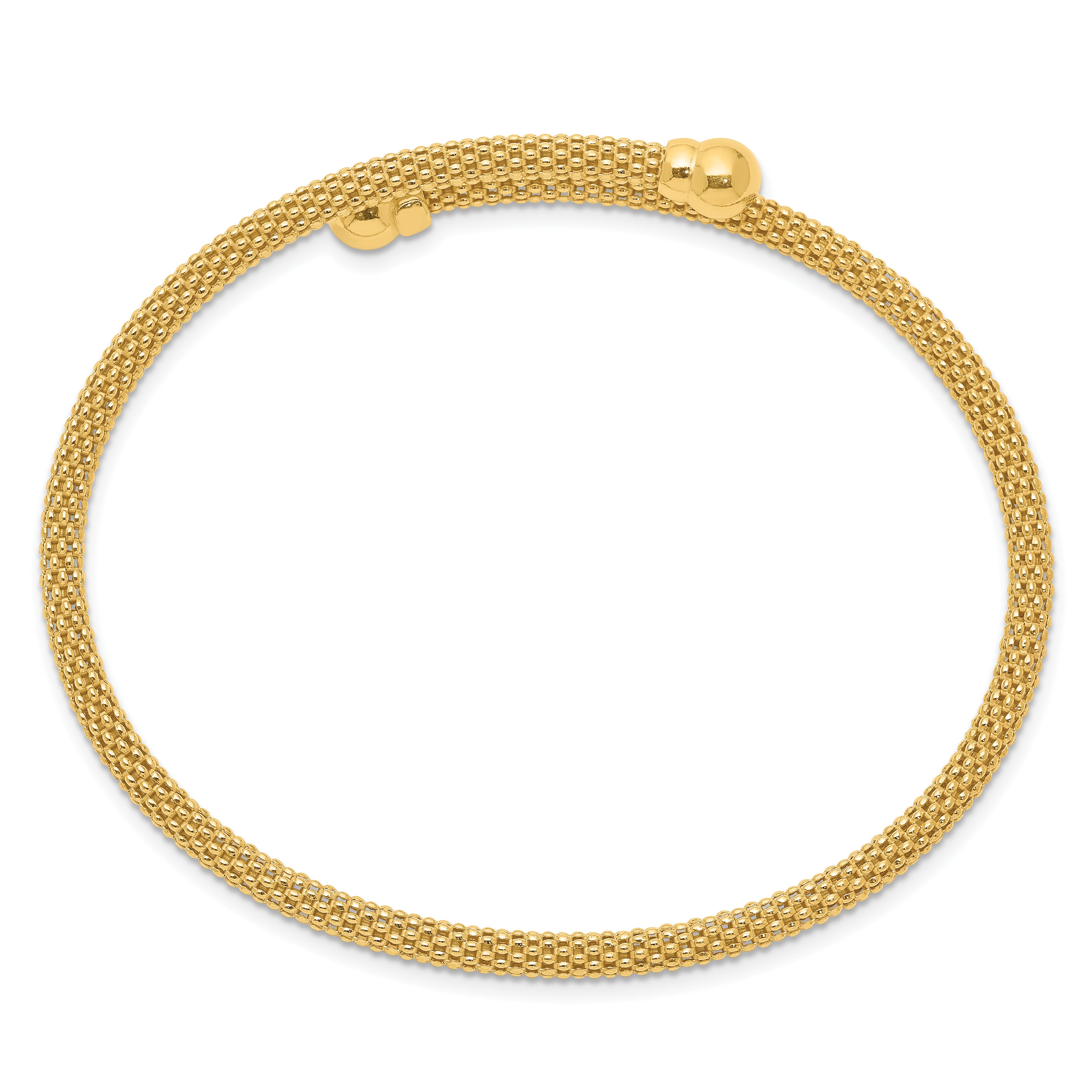 Sterling Silver Gold-tone Textured Flexible Bangle Secondary image