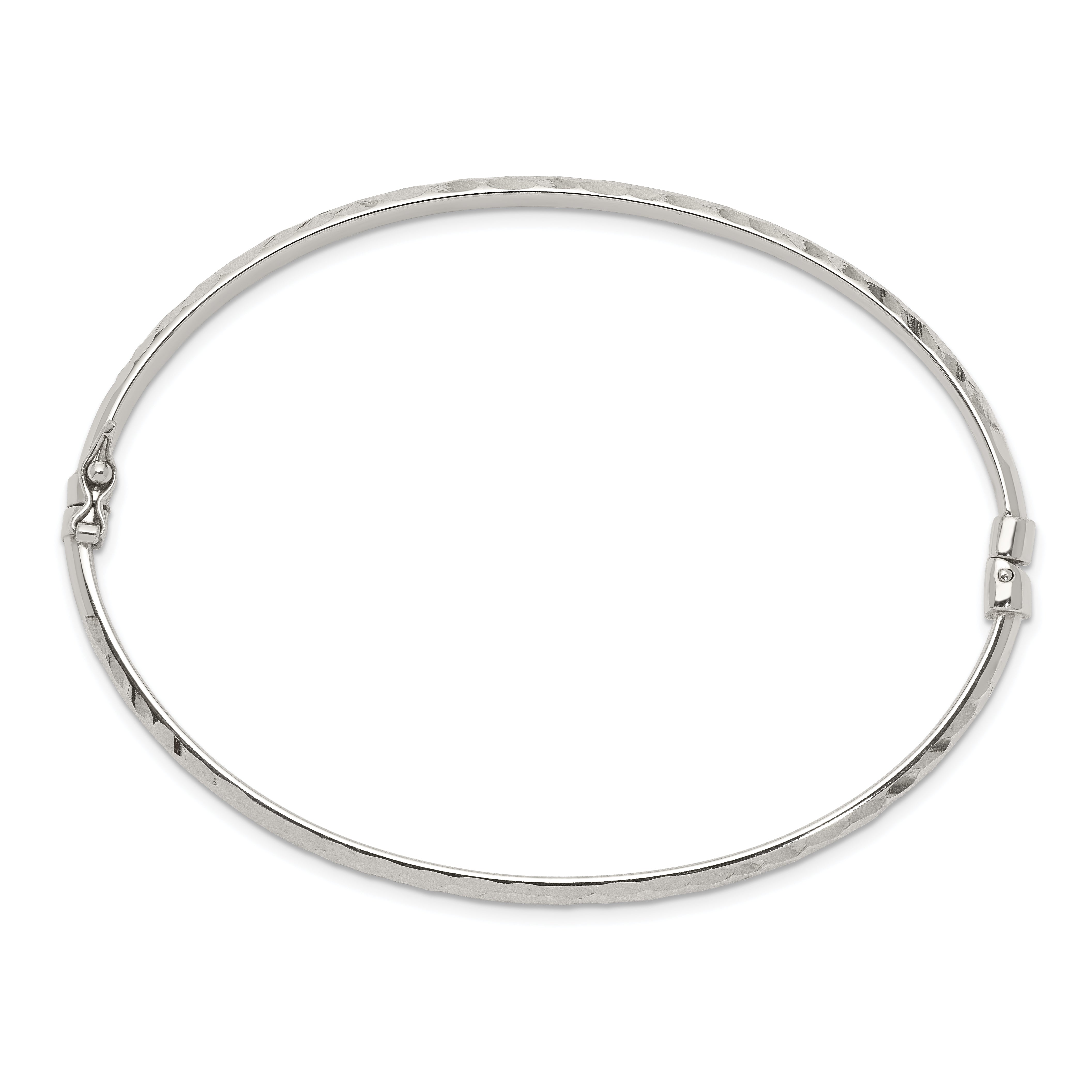 Sterling Silver Diamond Cut 4mm Bangle and 3mm Hoop Earring Set