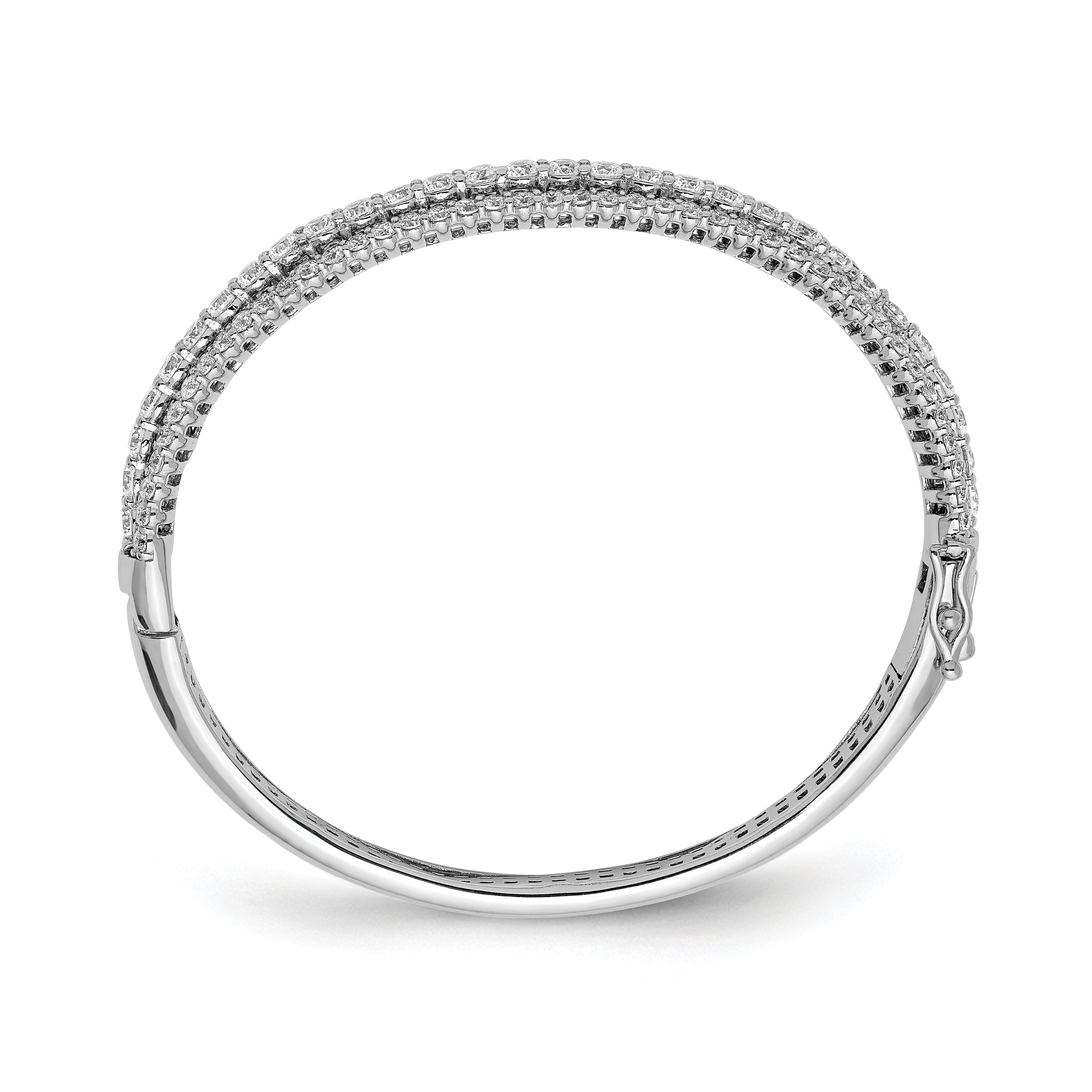 Sterling Silver Rhodium-Plated CZ Bangle Bracelet with 116 Stones