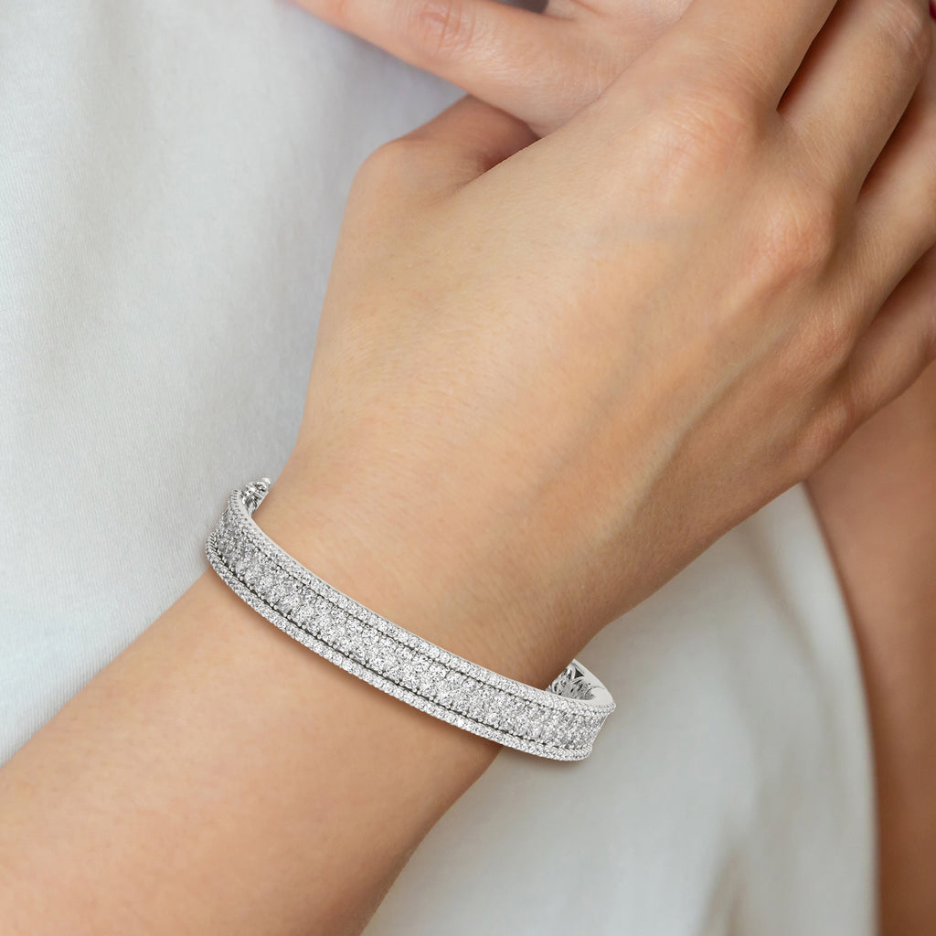 Sophia Jewelers Sterling Silver CZ PavÃÆÃÂ© Bangle with Rhodium Polish
