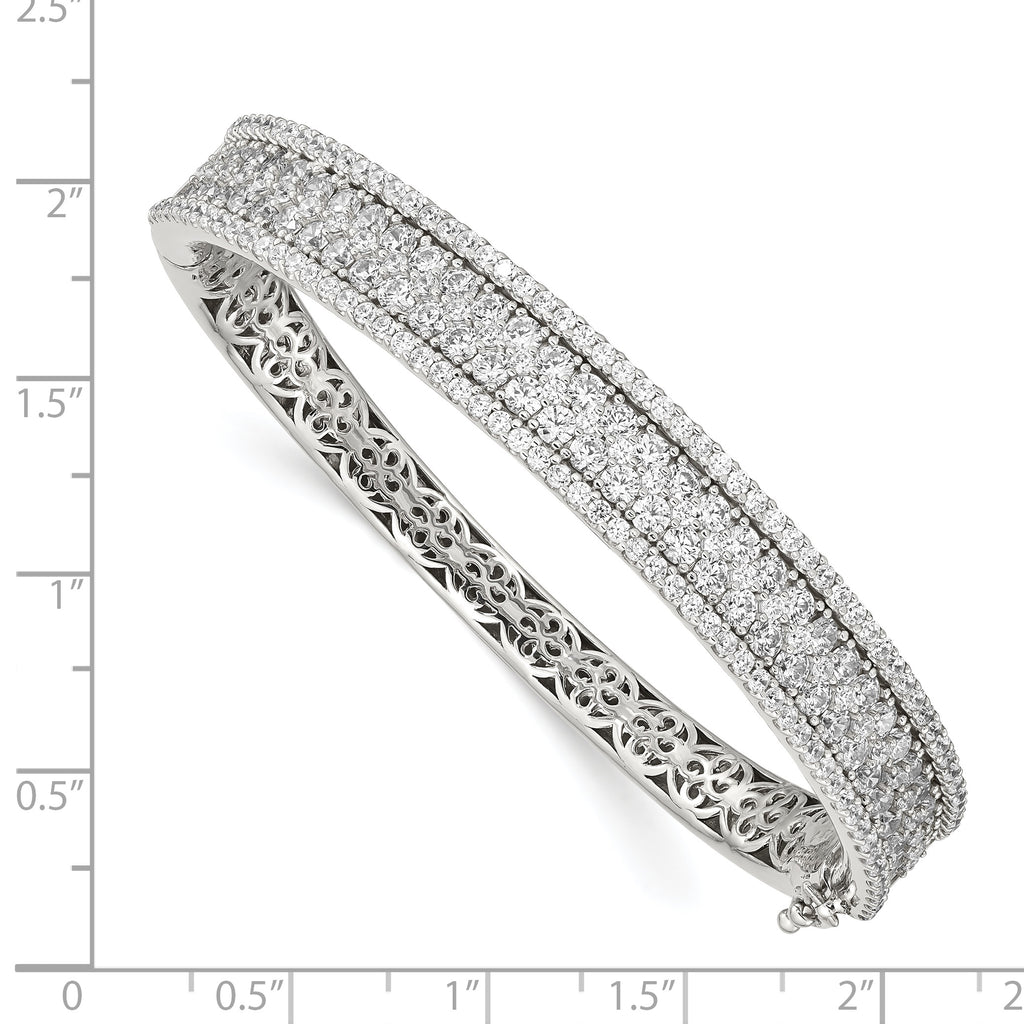 Sophia Jewelers Sterling Silver CZ PavÃÆÃÂ© Bangle with Rhodium Polish