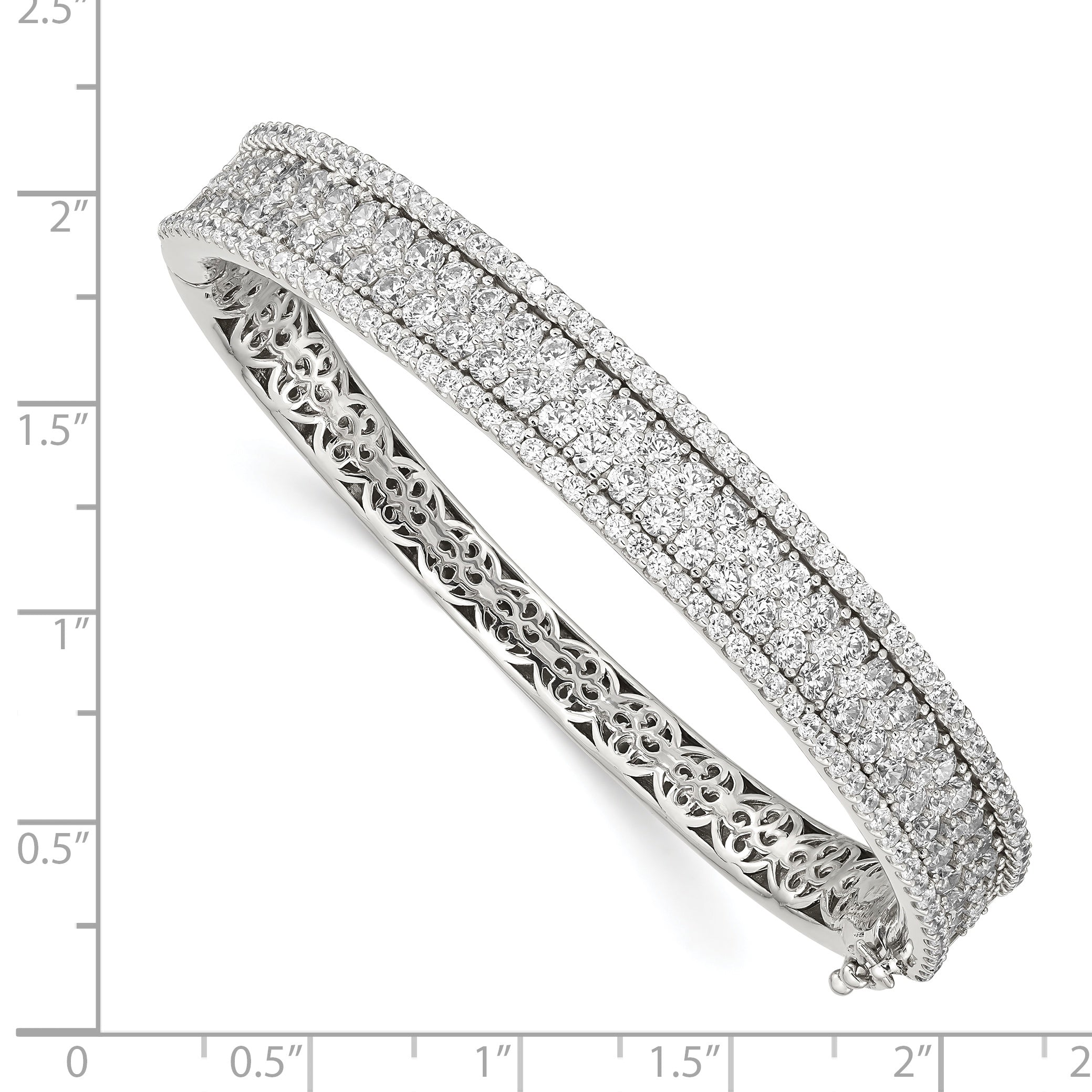 Sophia Jewelers Sterling Silver CZ PavÃÆÃÂ© Bangle with Rhodium Polish
