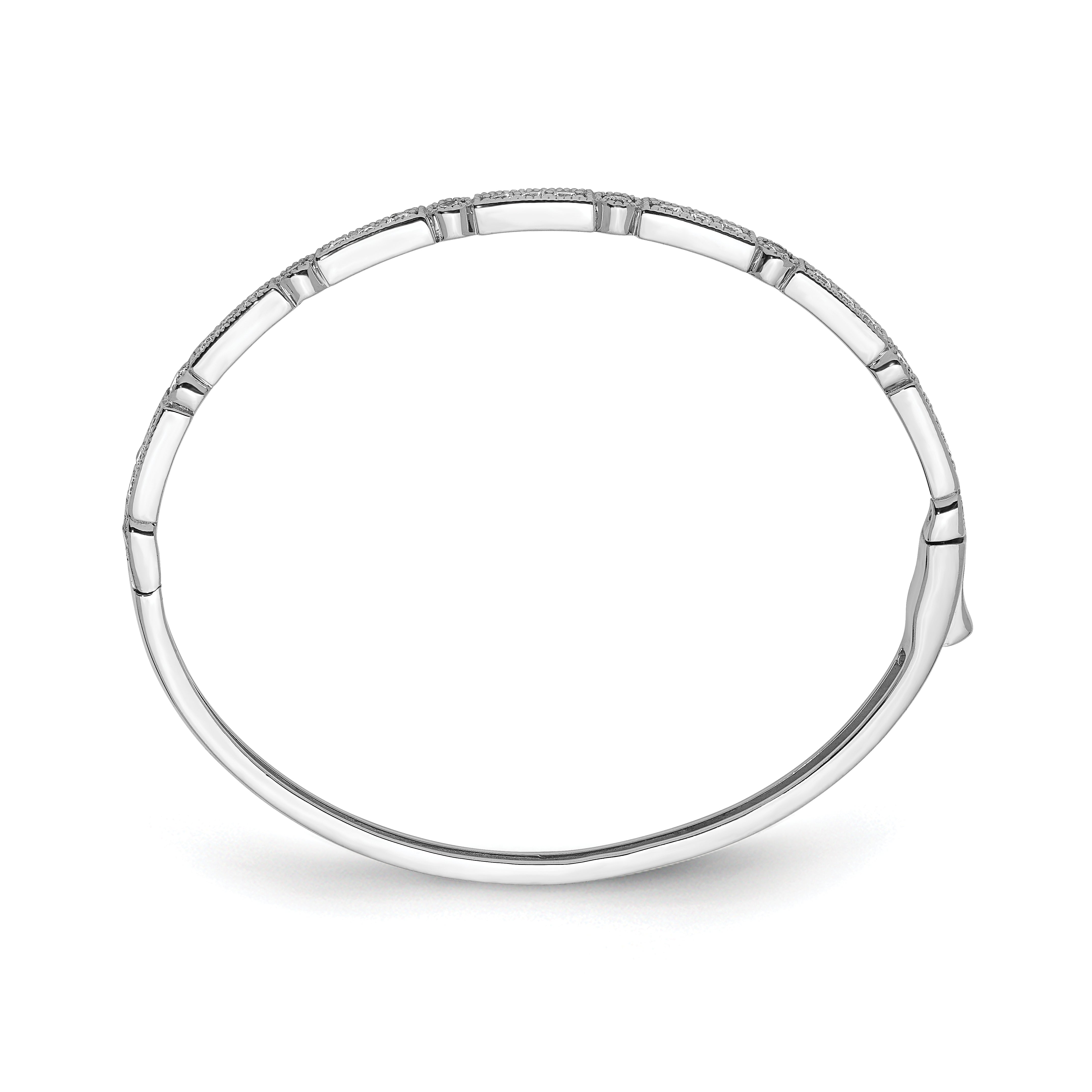 Sterling Silver 925 CZ Bangle Bracelet with 25 Stones Rhodium-Plated Secondary image