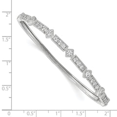 Sterling Shimmer Sterling Silver Rhodium-plated 25 Stone CZ Hinged Bangle Bracelet