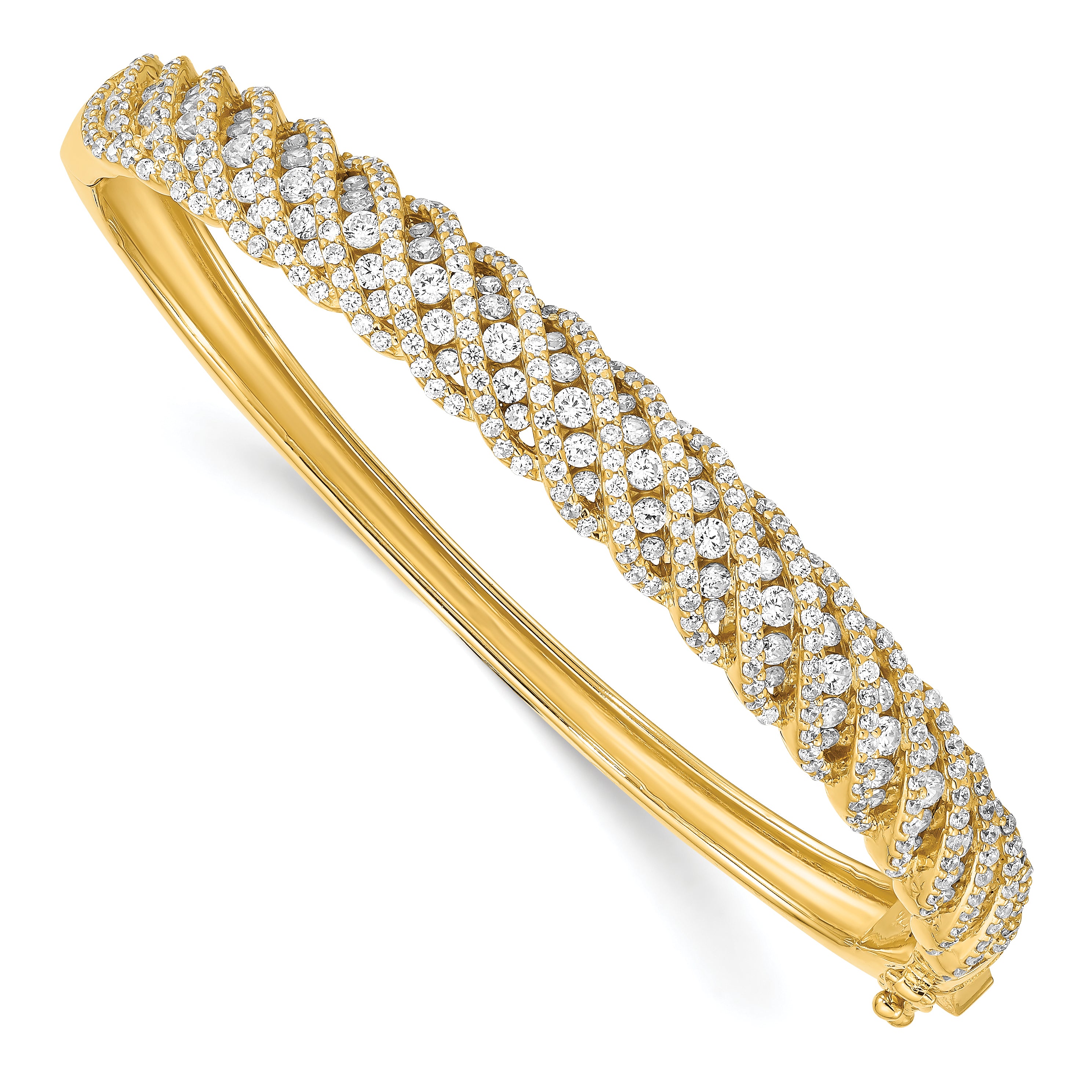 Sterling Shimmer Sterling Silver Gold-tone Flash Gold-plated 349 Stone CZ Hinged Bangle Bracelet Main image