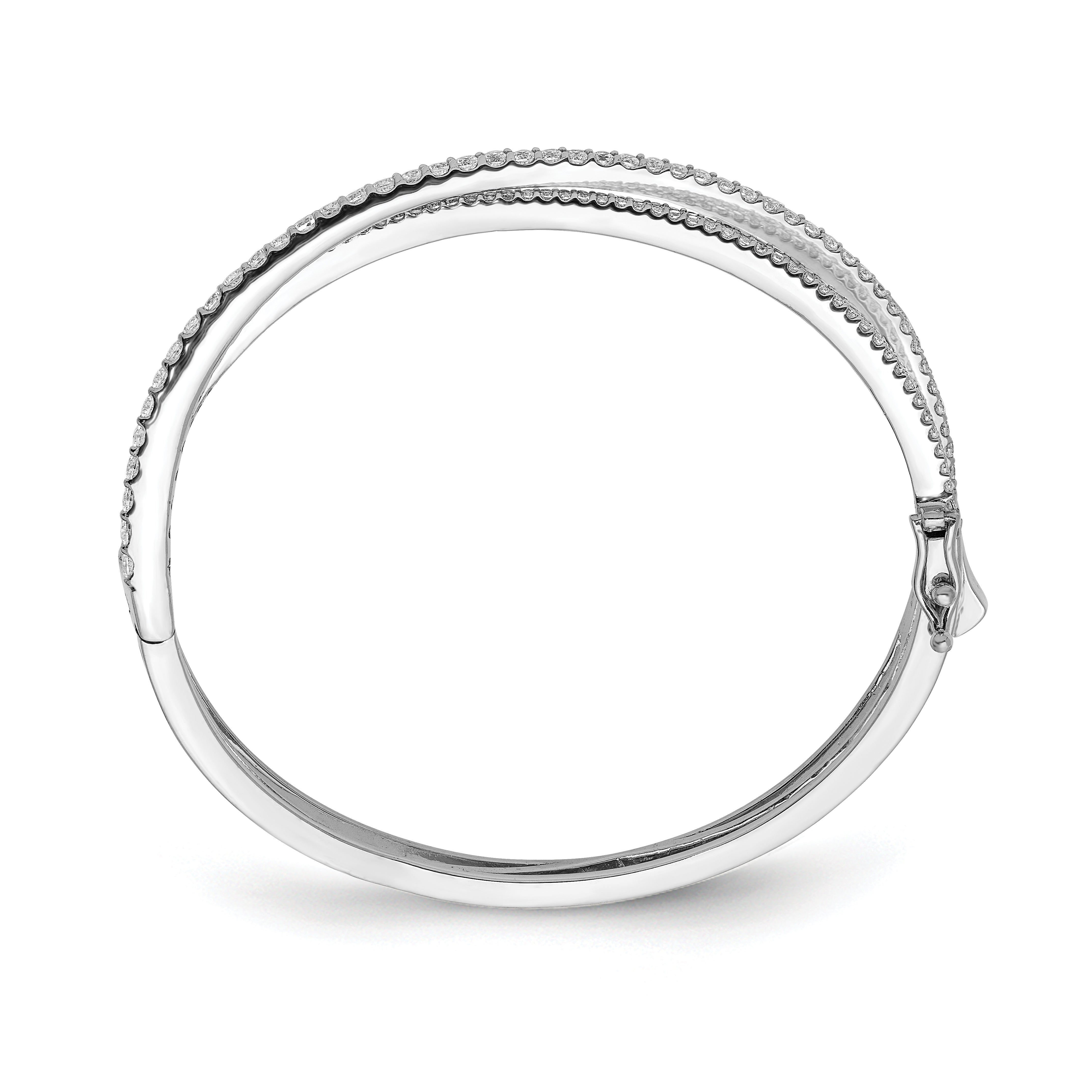 Sterling Silver Rhodium-Plated CZ Criss Cross Bangle Bracelet