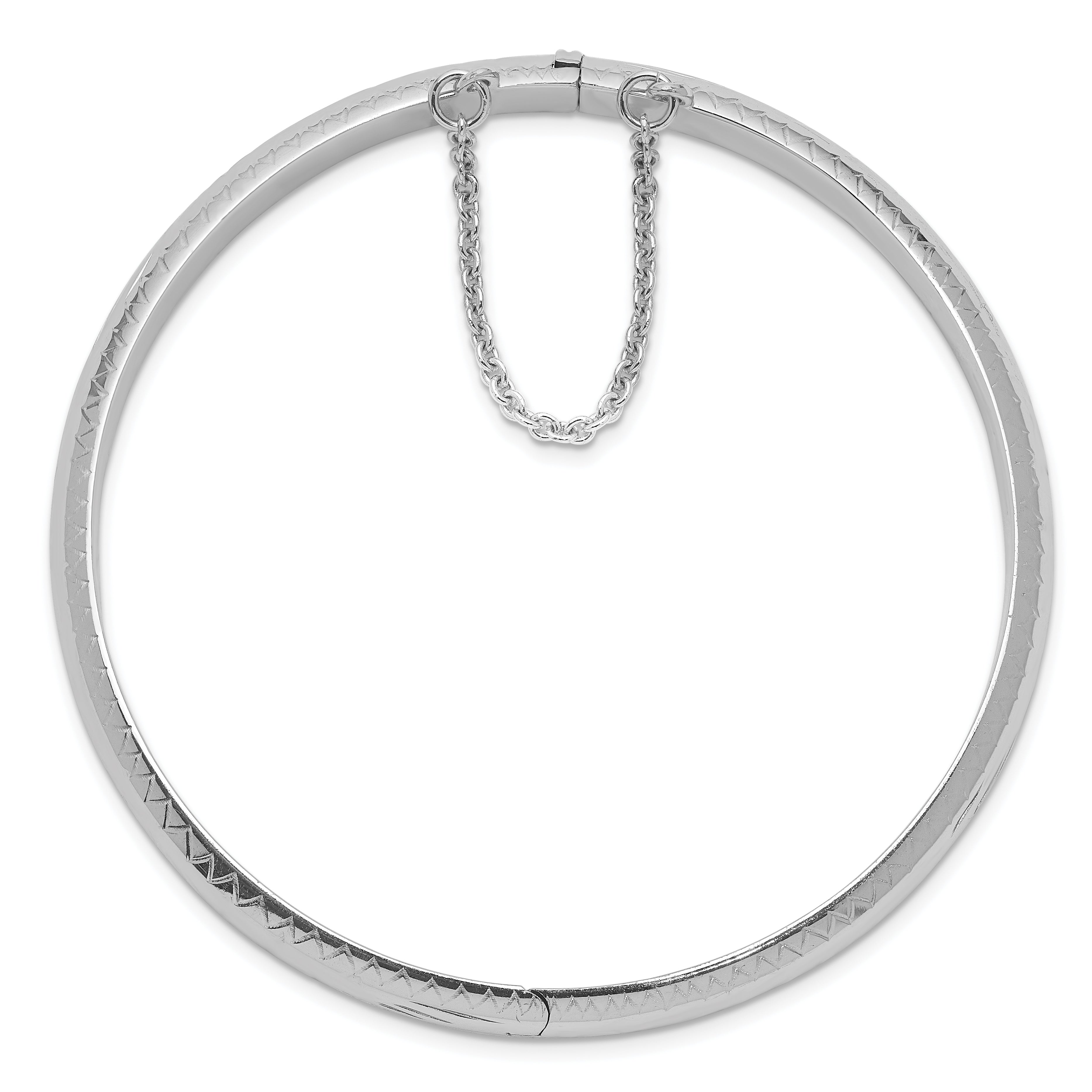 Sterling Silver Rhodium-plated 7mm Fancy Hinged Bangle Bracelet Secondary image