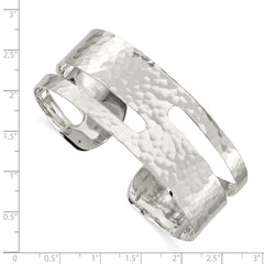 Sophia Jewelers Sterling Silver Hammered Cuff Bangle with Polished Finish - 8