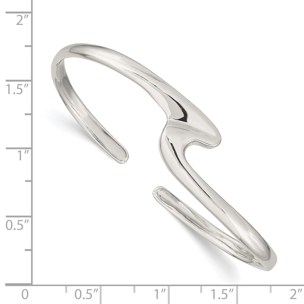 Sophia Jewelers Sterling Silver 925 Polished Flexible Women's Cuff Bangle Bracelet