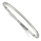 Sterling Silver 3mm Solid Polished Plain Slip-On Bangle Bracelet