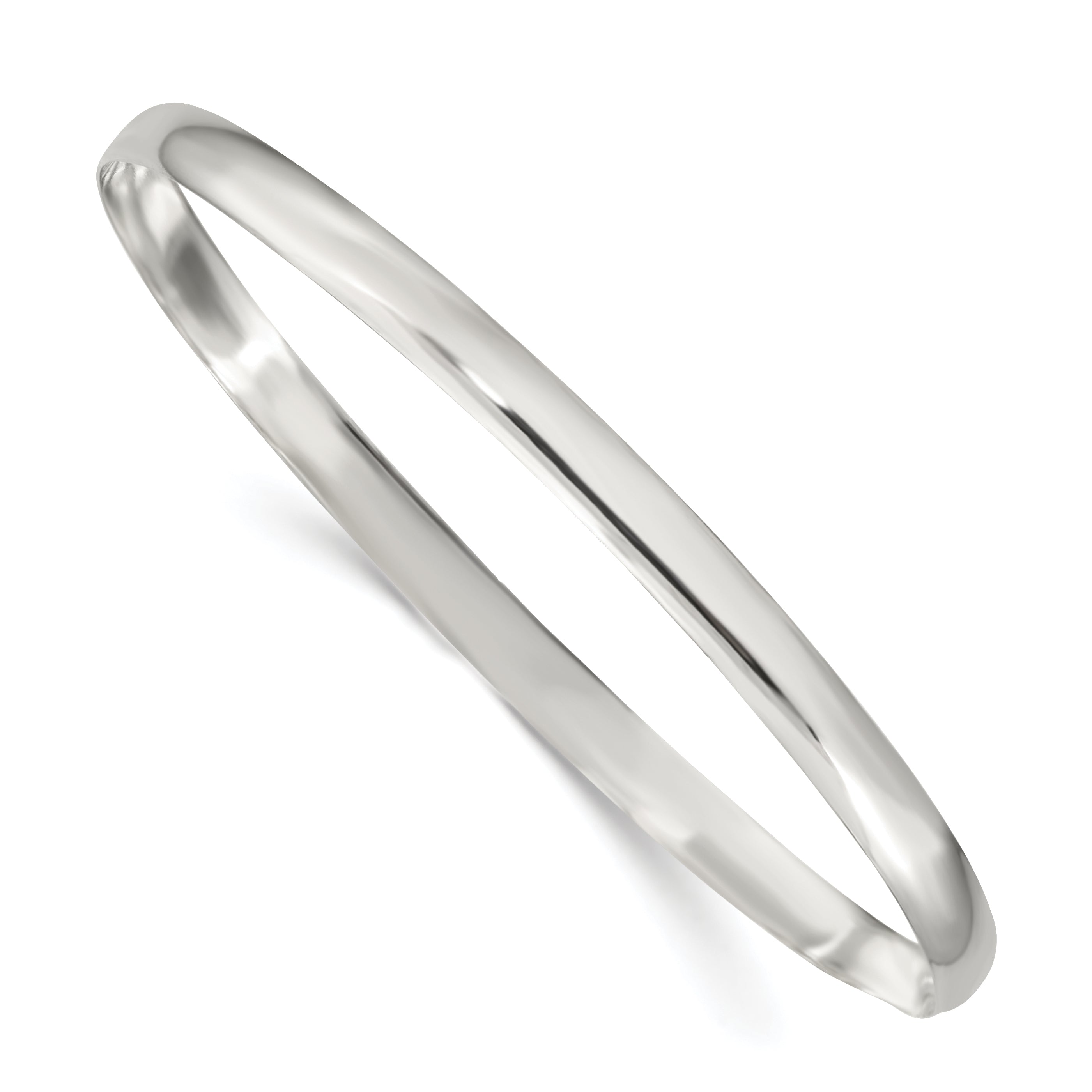 Sterling Silver 4mm Solid Polished Plain Slip-On Bangle Bracelet Main image